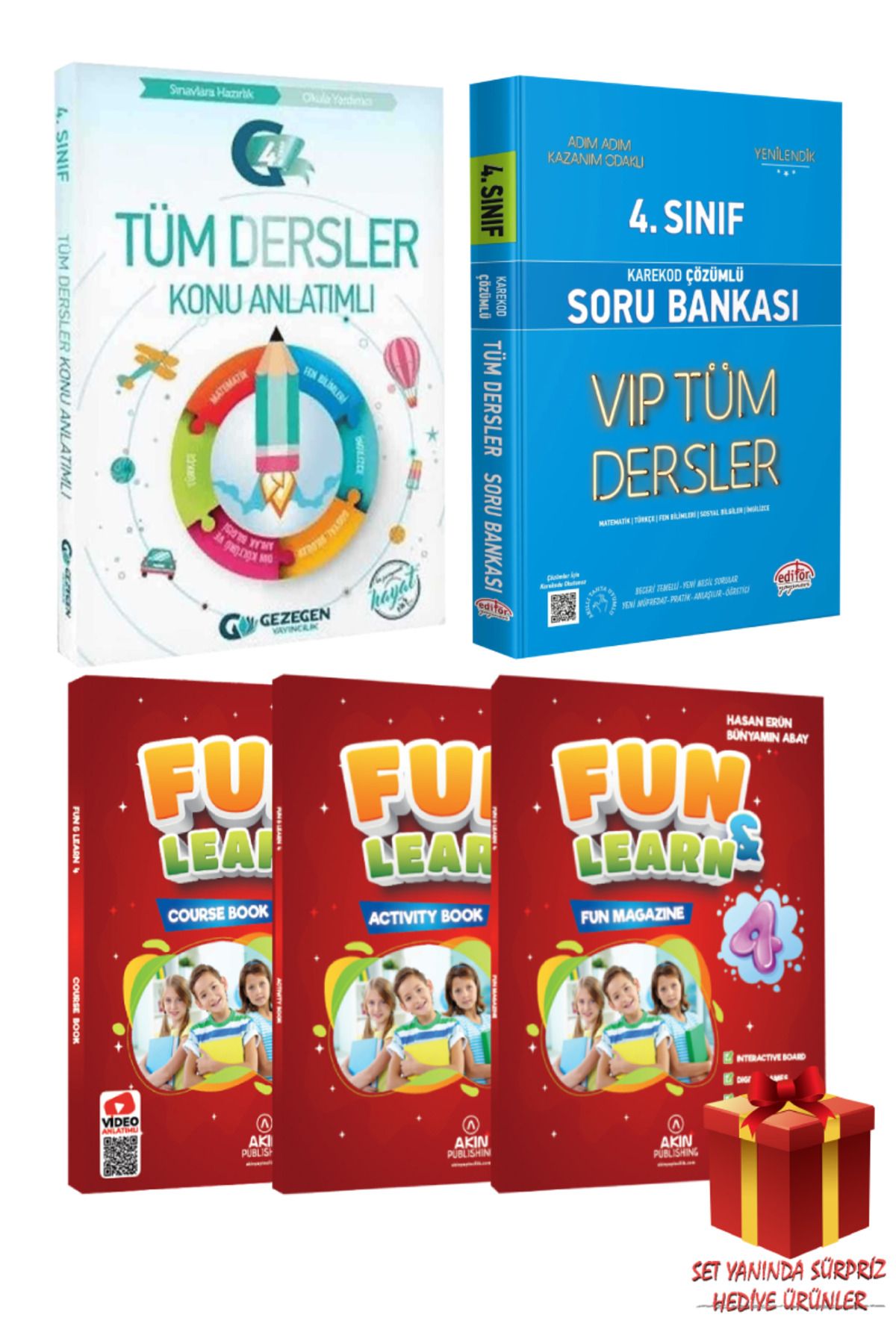 Gezegen Yayıncılık 4. Sınıf Tüm Dersler Konu Anlatımı+ Tüm Dersler Soru Bankası+ Fun Learn İngilizce Seti+ Hediye