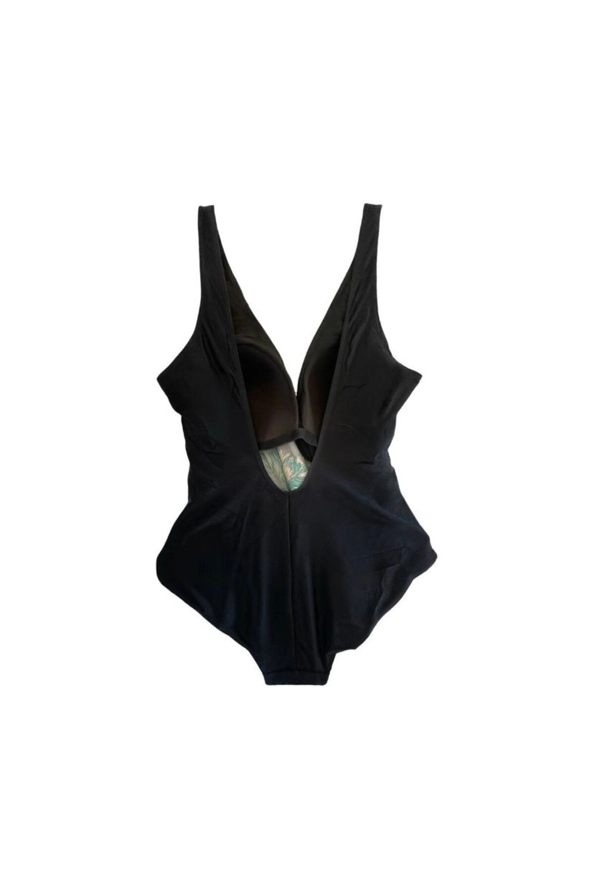 hazelin-Women's Black Feather Pattern V-Neck Side String Drawstring Swimsuit Hzl25S-Lc4007 4