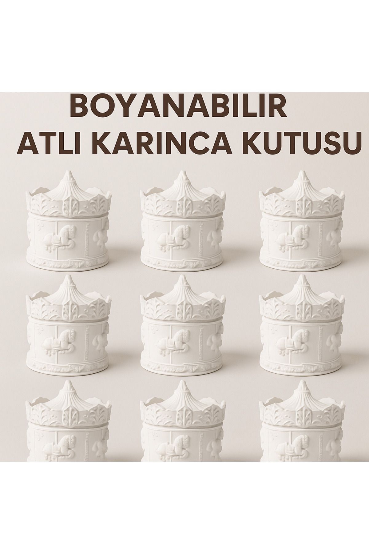 WeSank 9 Adet Atlı Karınca Temalı Boyanabilir Alçı Kutu – Dekoratif & Hobi Objeleri