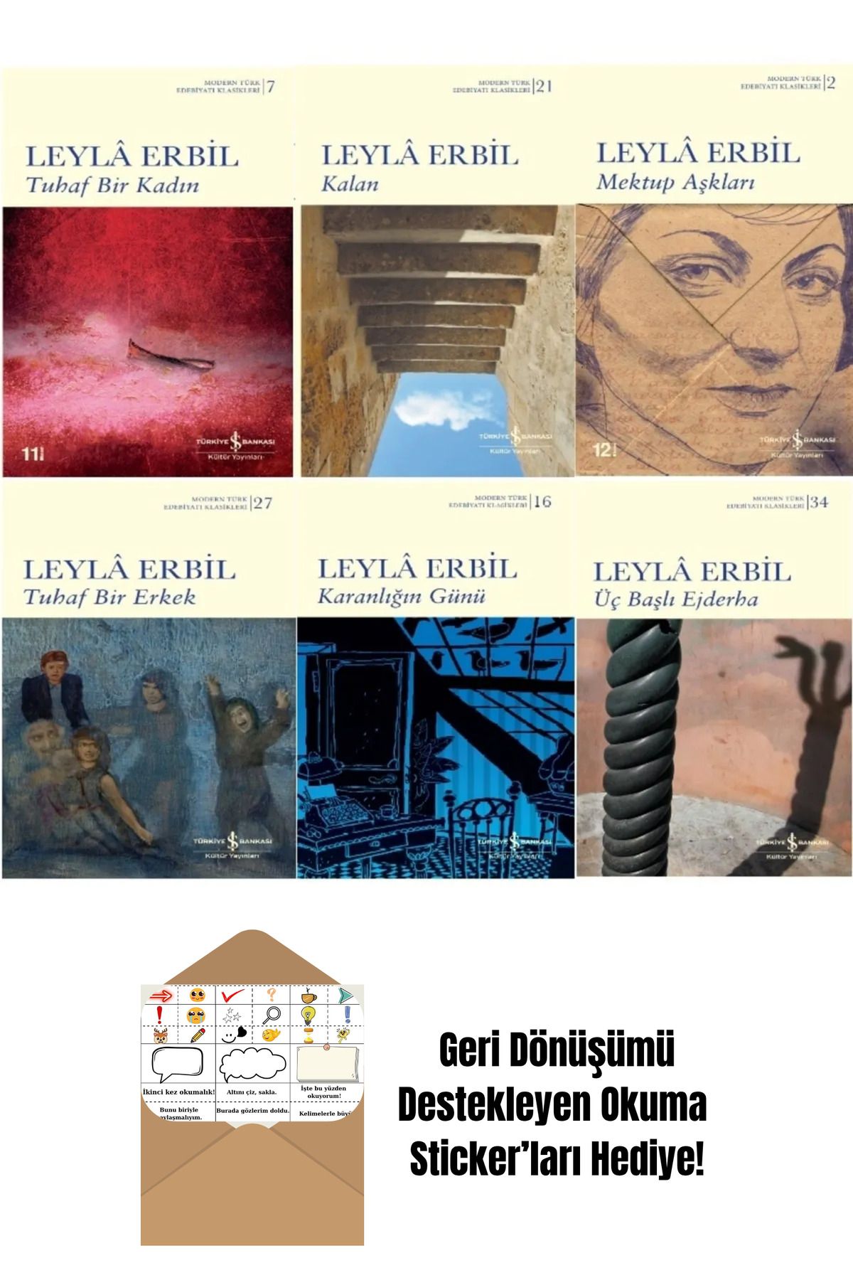 TÜRKİYE İŞ BANKASI KÜLTÜR YAYINLARI Leyla Erbil 5 Kitap Set + Okuma Sticker'ları