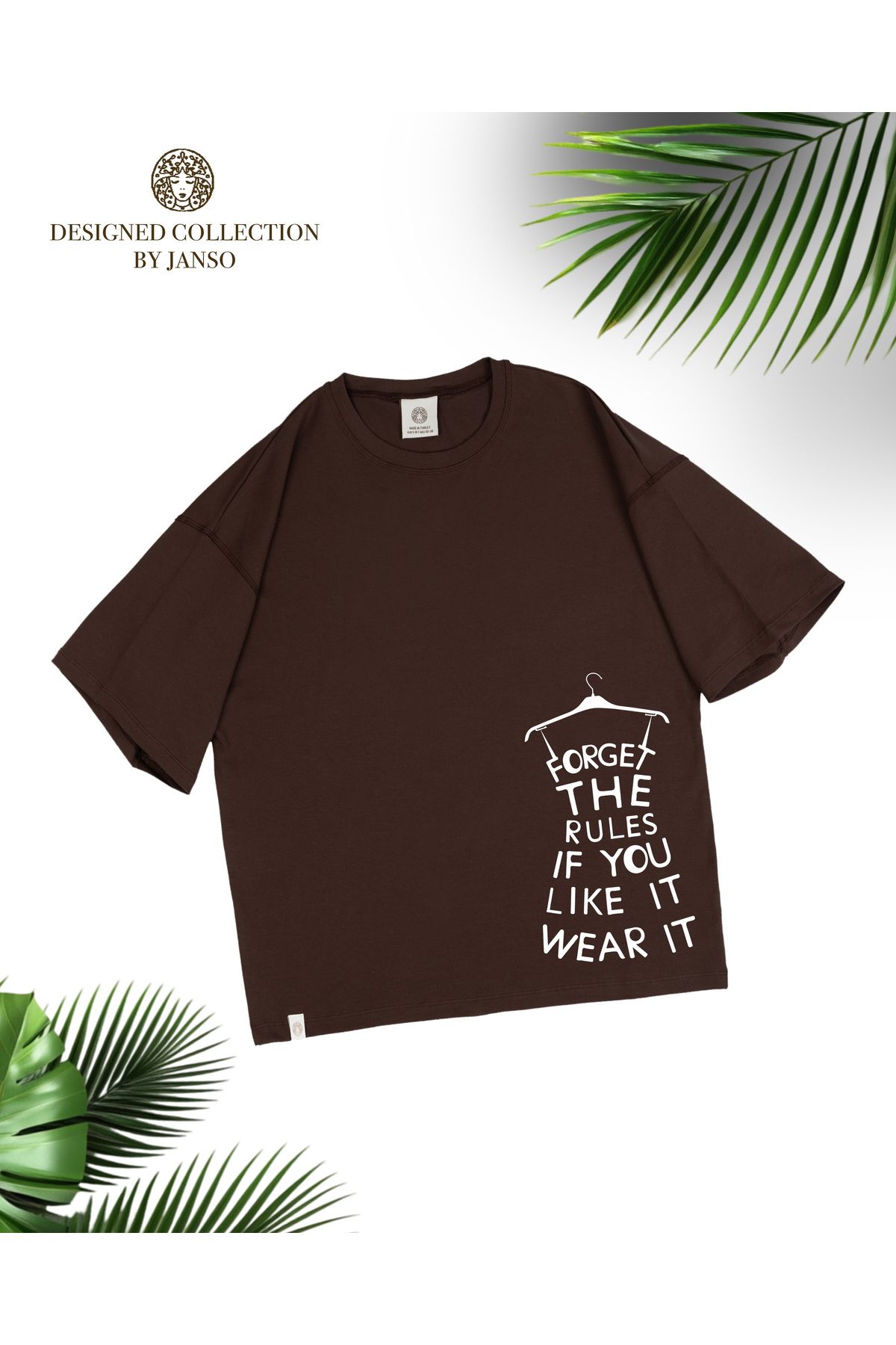 JANSO GROUP - Kadın PAMUKLU BASKILI FORGET THE RULES TSHIRT OVERSİZE BÜYÜK BEDEN