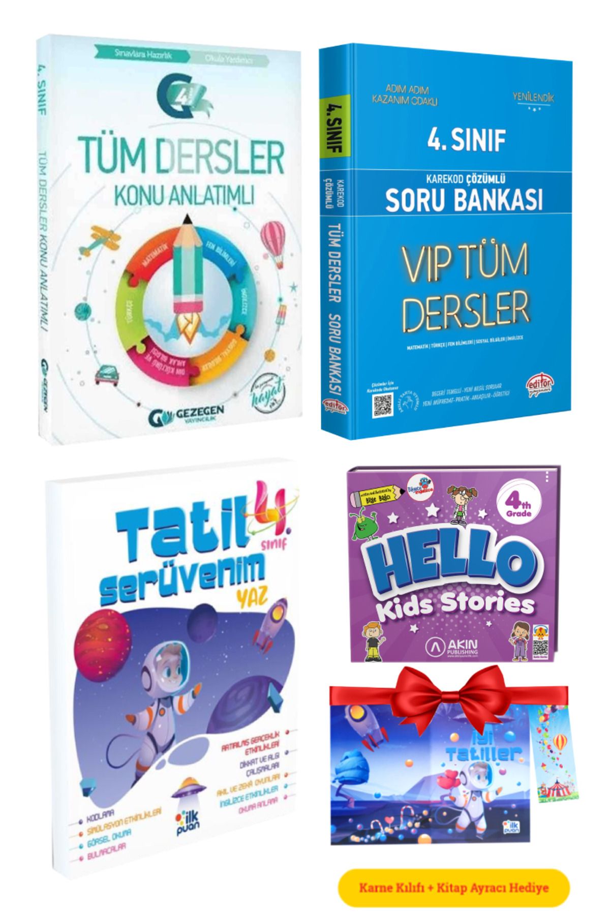 Gezegen Yayıncılık 4. Sınıf Tüm Dersler Konu Anlatımı+Soru Bankası+ Hello Kids Stories 10 İng. Hikaye+ Yaz Tatil Kitabı
