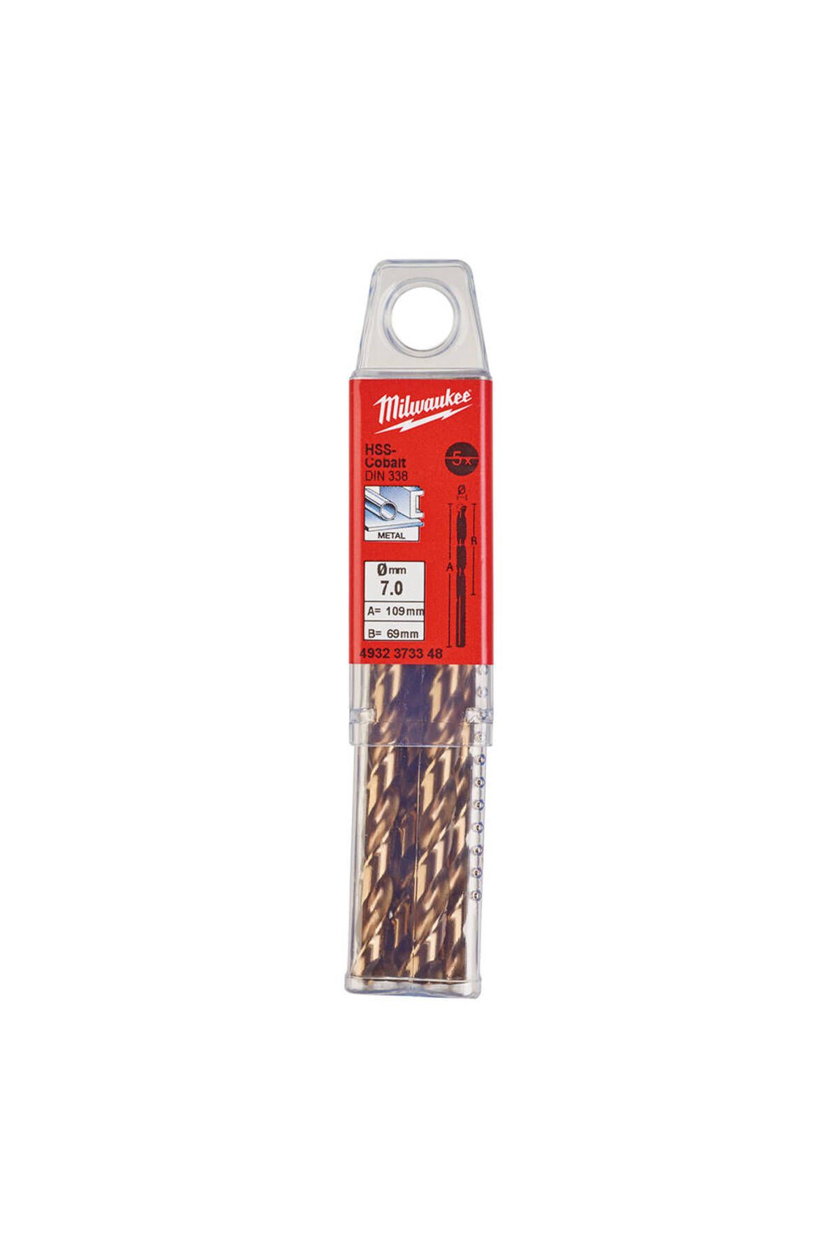Milwaukee 7. 0x109 mm Altın Serisi HSS-G Co Metal Matkap Ucu - 5'li MİLWAUKEE