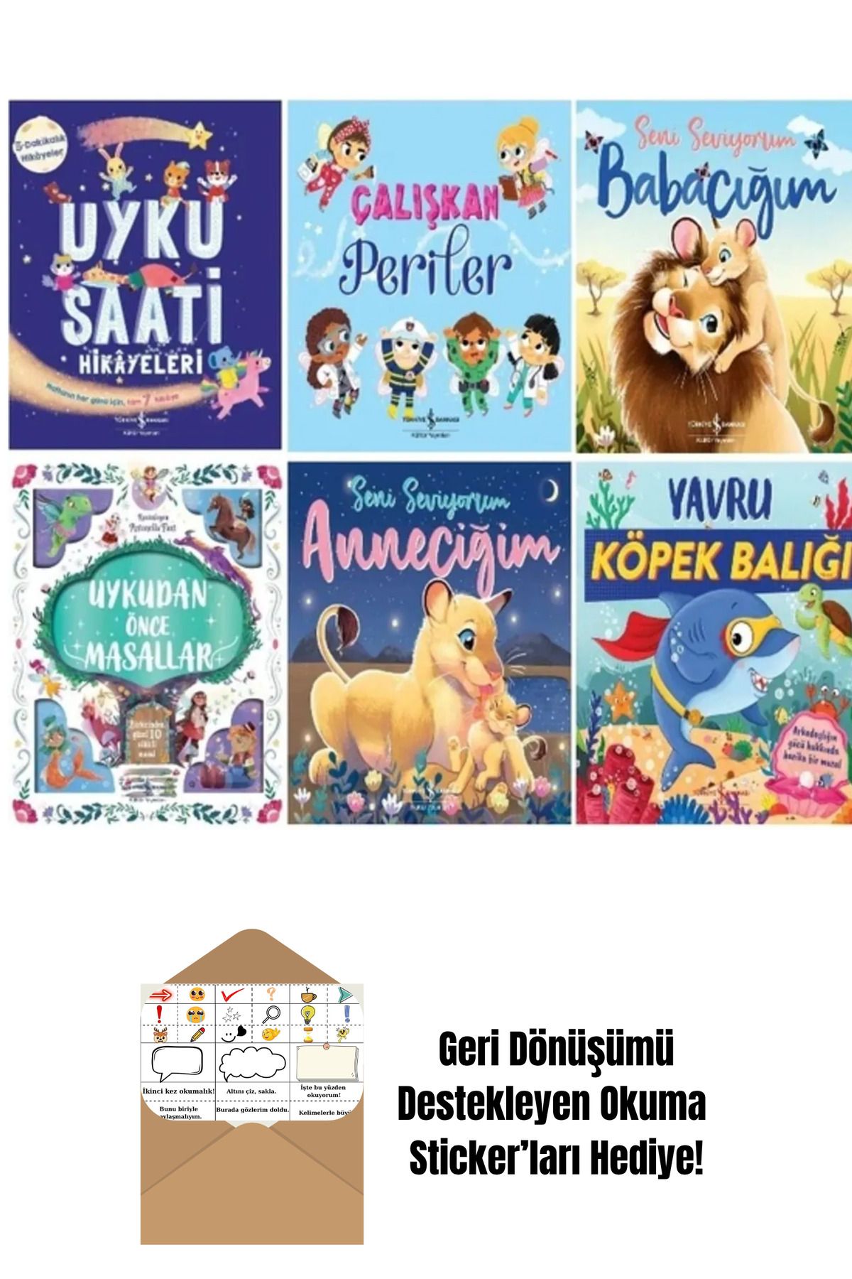 TÜRKİYE İŞ BANKASI KÜLTÜR YAYINLARI Uykudan Önce Masallar 6 Kitap Set + Okuma Sticker'ları