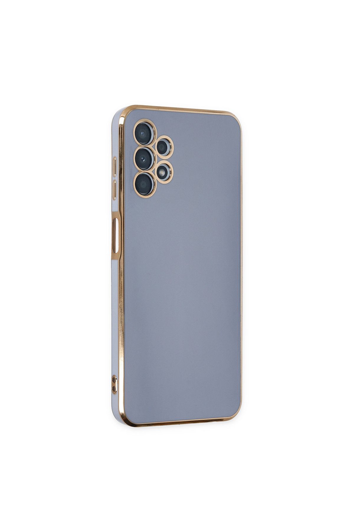 Merwish Galaxy A13 Ve A23 Uyumlu Lazer Kesim Gold Çerçeve Mavi Kapak Kılıf