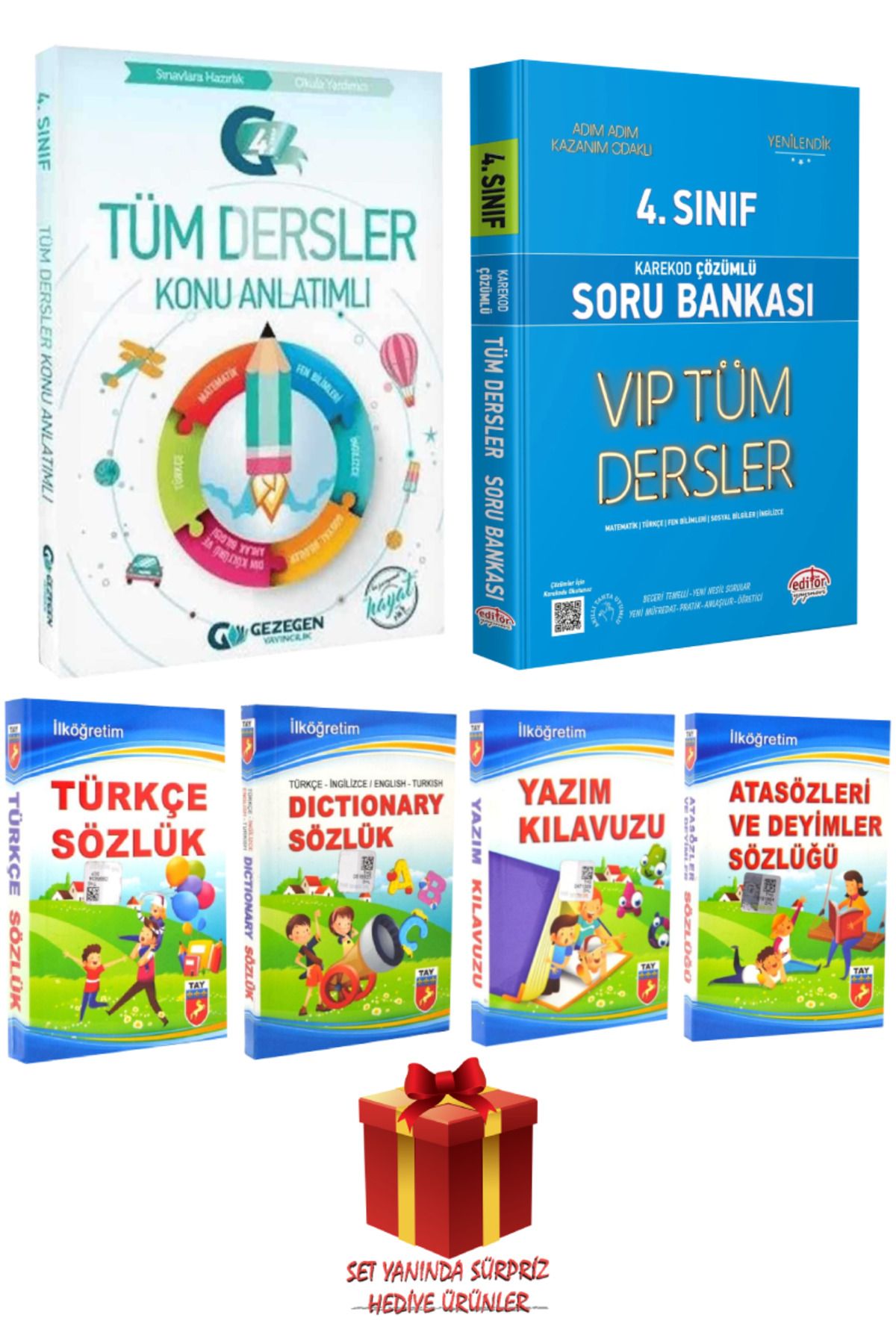 Gezegen Yayıncılık 4.Sınıf Konu Anlatımı+Soru Bankası+İngilizce Türkçe+Türkçe+Atasözleri Deyimler Sözlük+Yazım Kılavuzu