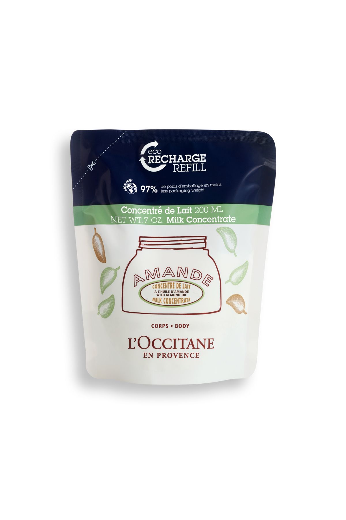 L'Occitane Almond Milk Concentrate Eco-Refill - Badem Nemlendirici Vücut Kremi Eko-Yedek Refill 200 ml