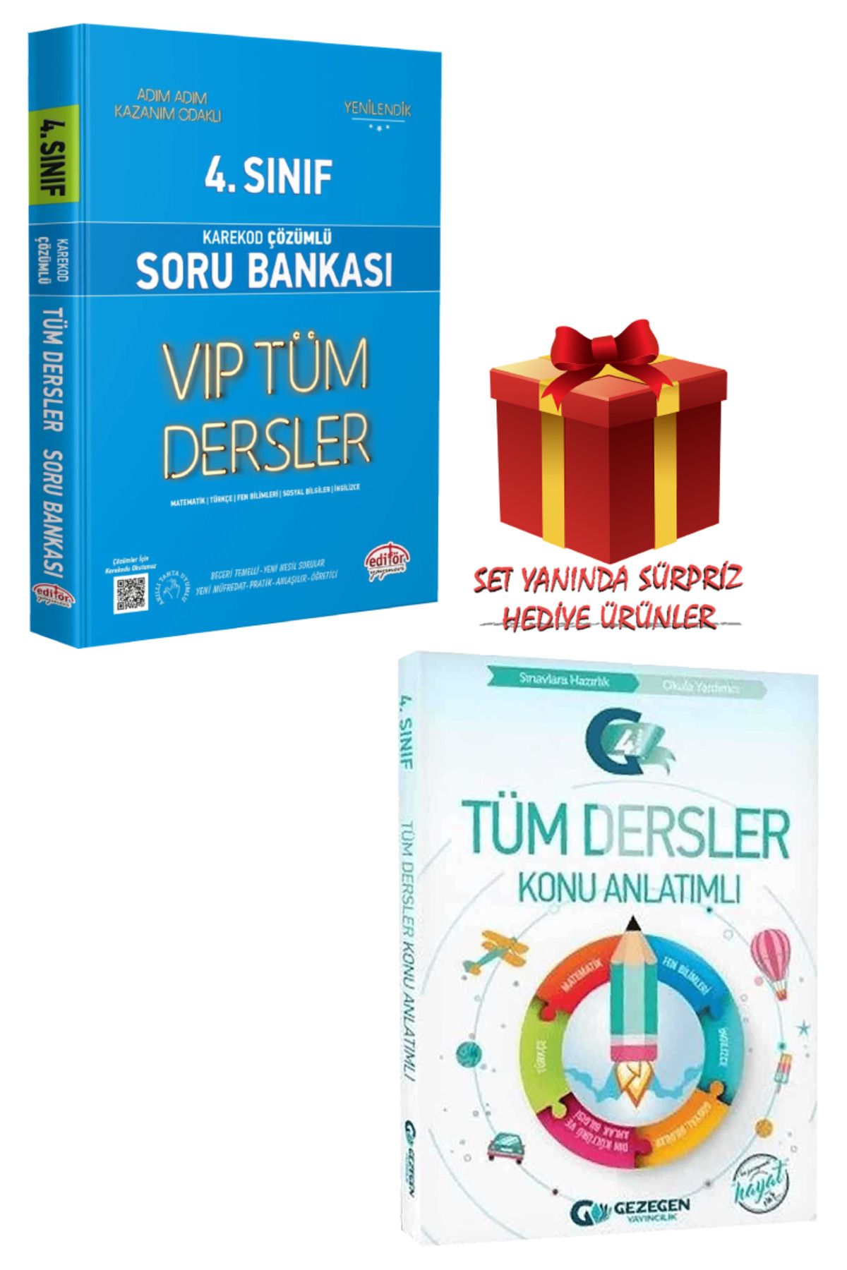 Editör Yayınevi 4. Sınıf Tüm Dersler Karekod Çözümlü Soru Bankası+Gezegen Yayıncılık Konu Anlatımlı+Hediye