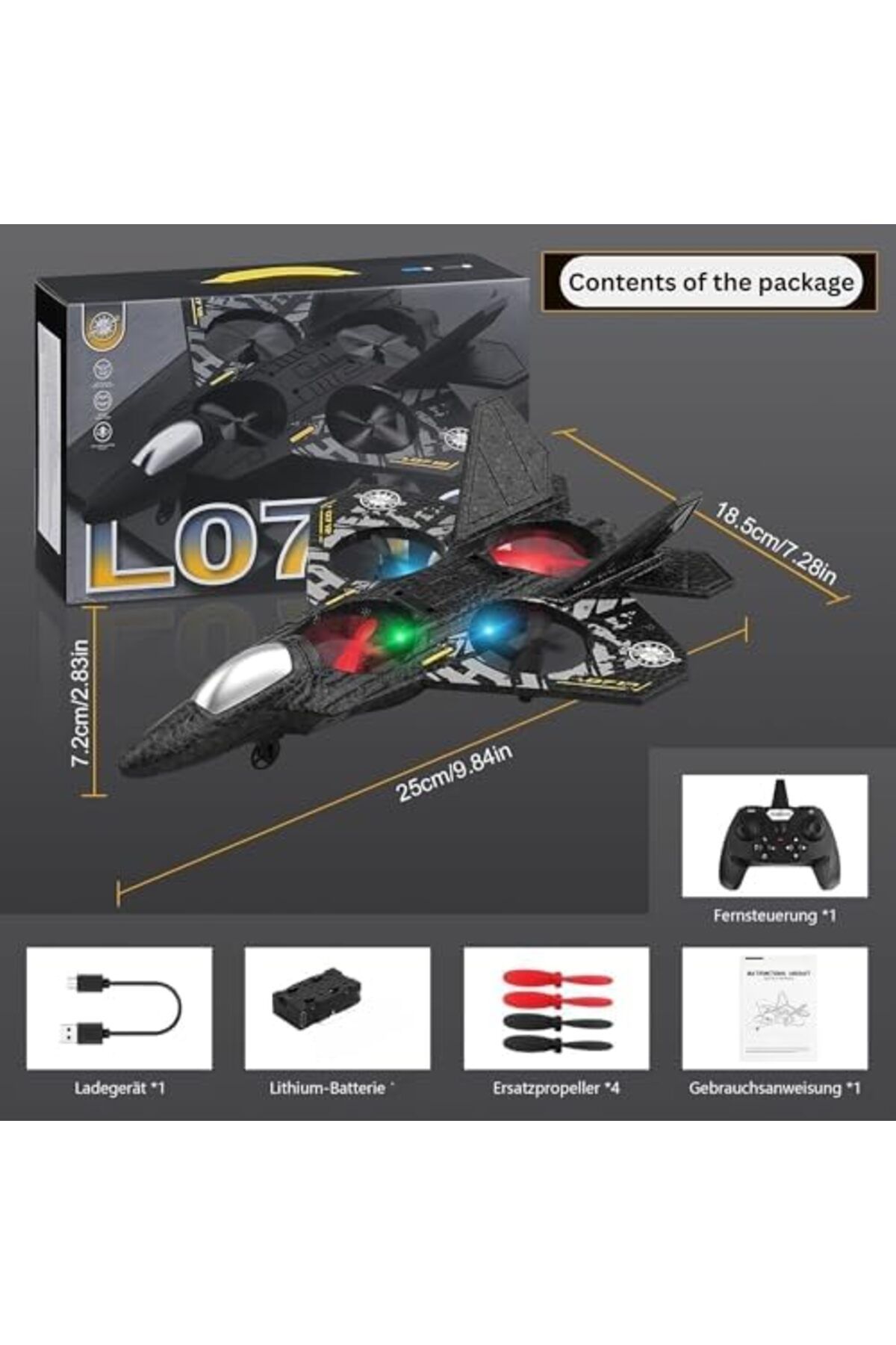 Generic-2.4GHz Remote Controlled L0712 RC Aeroplane with LED Lights, 80m Range, USB Charging, Ideal for Begi 3