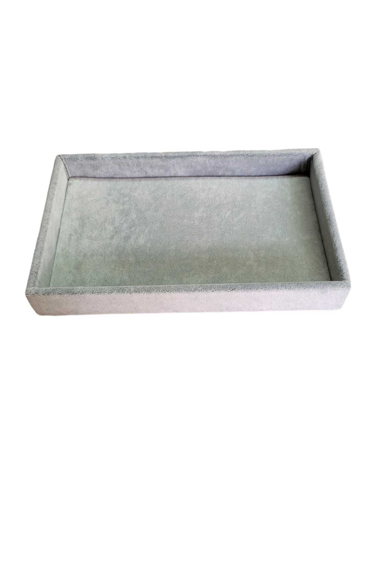 DEKORANLA Küçük 22x14 cm gri boş servis tabağı, şık ve kullanışlı.