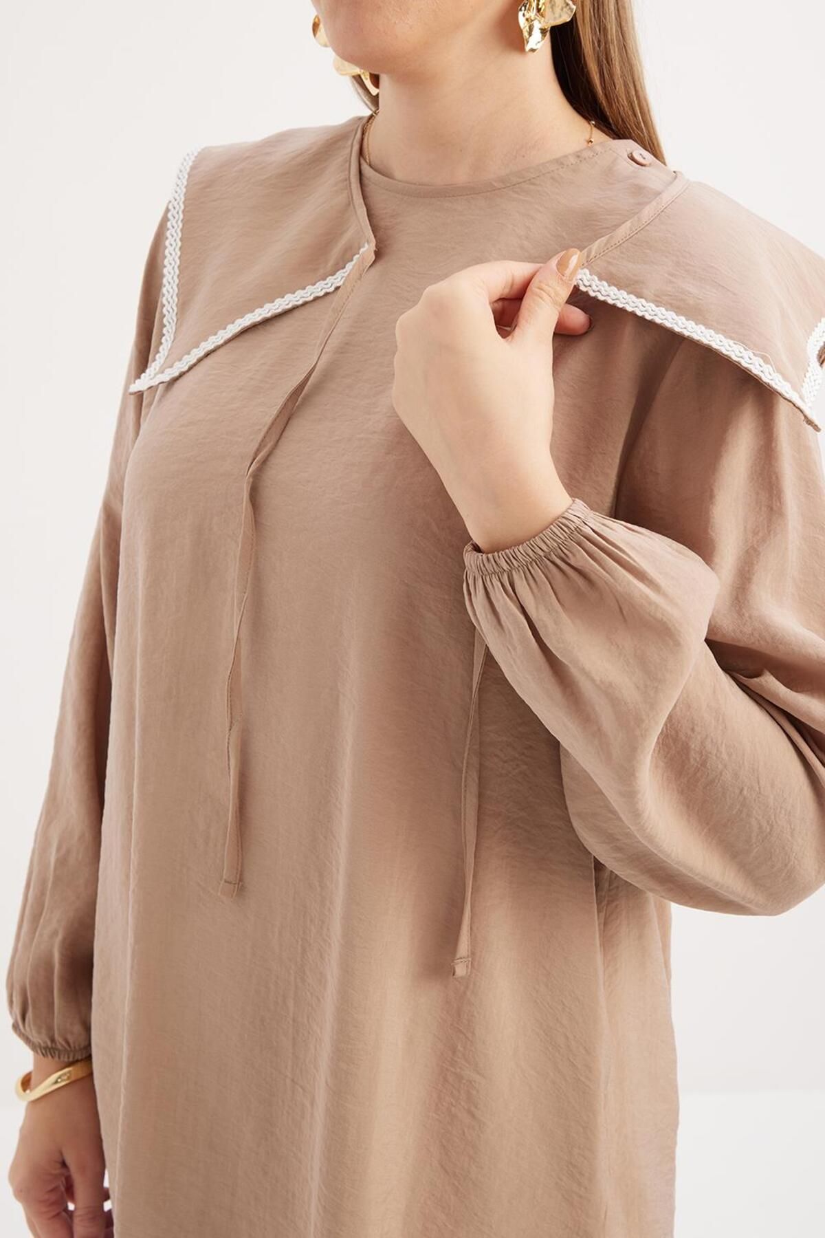 ALLDAY-Modal Tunic with Mink-Collar and Elastic Sleeves 6