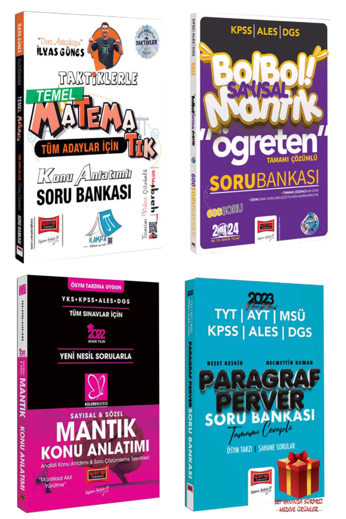 Yargı Yayınları 2025 Yargı İlyas Güneş Taktiklerle Matematik Soru Bankası+Sayısal Mantık Soru Bankası+Konu+Paragraf
