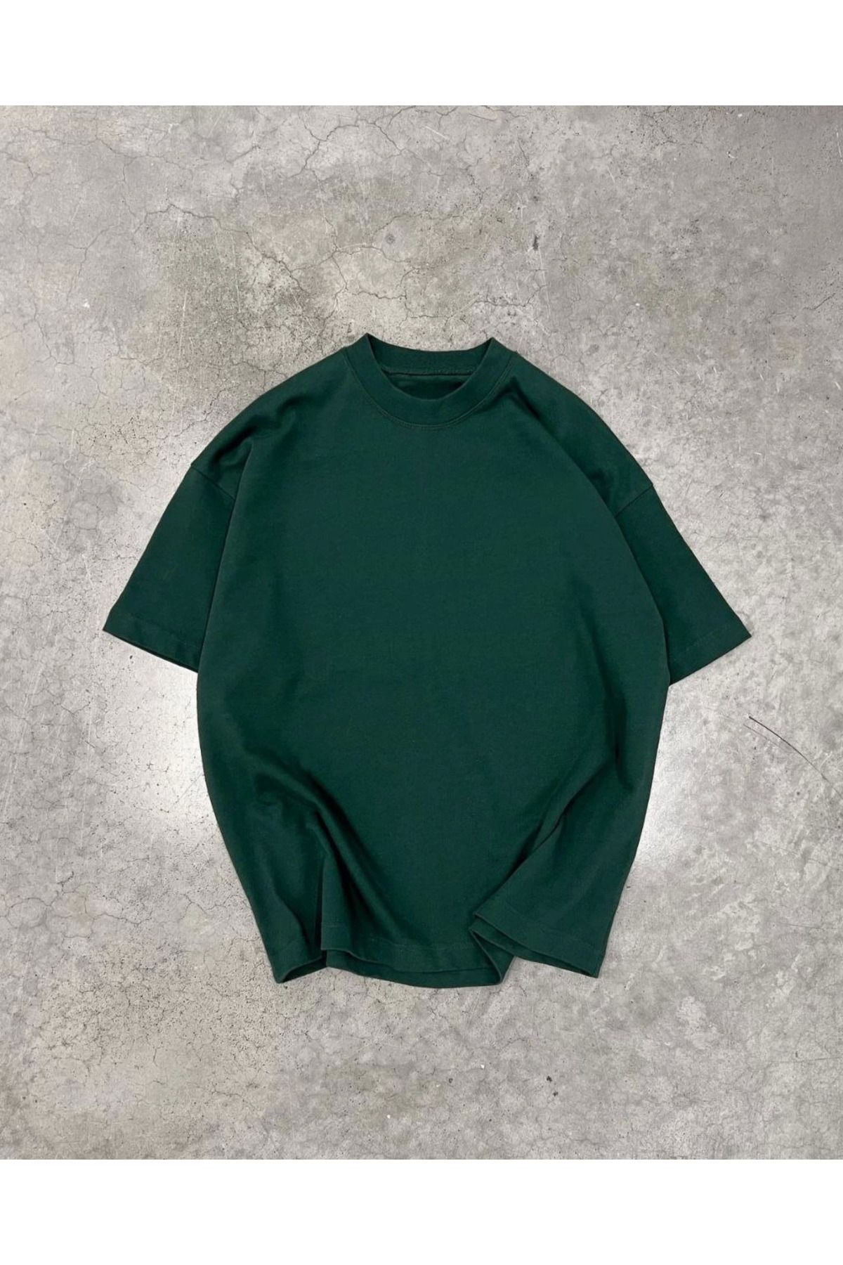 Serero Unisex Basic Bisiklet Yaka Oversize T-Shirt - Haki