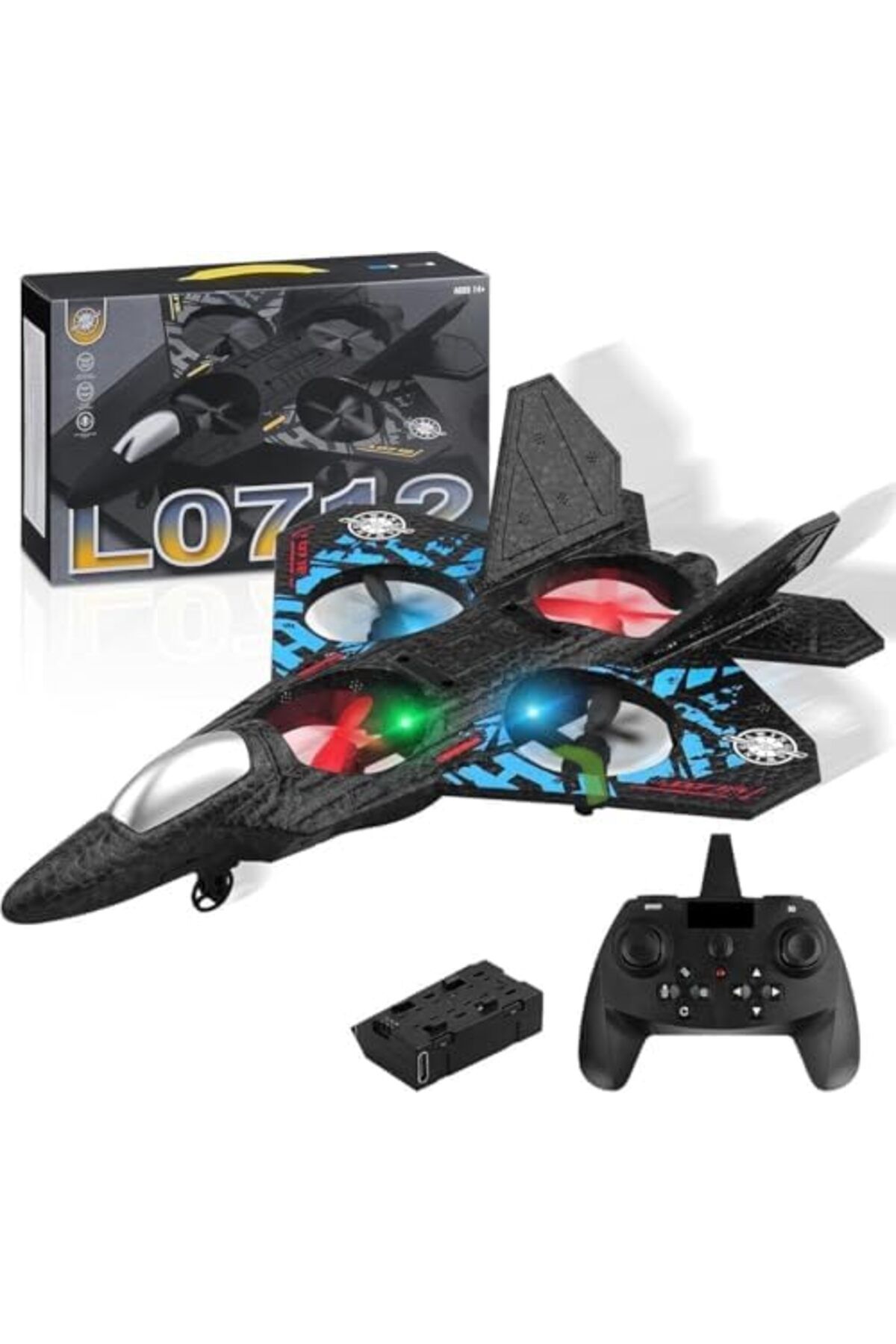 Generic-2.4GHz Remote Controlled L0712 RC Aeroplane with LED Lights, 80m Range, USB Charging, Ideal for Begi 1