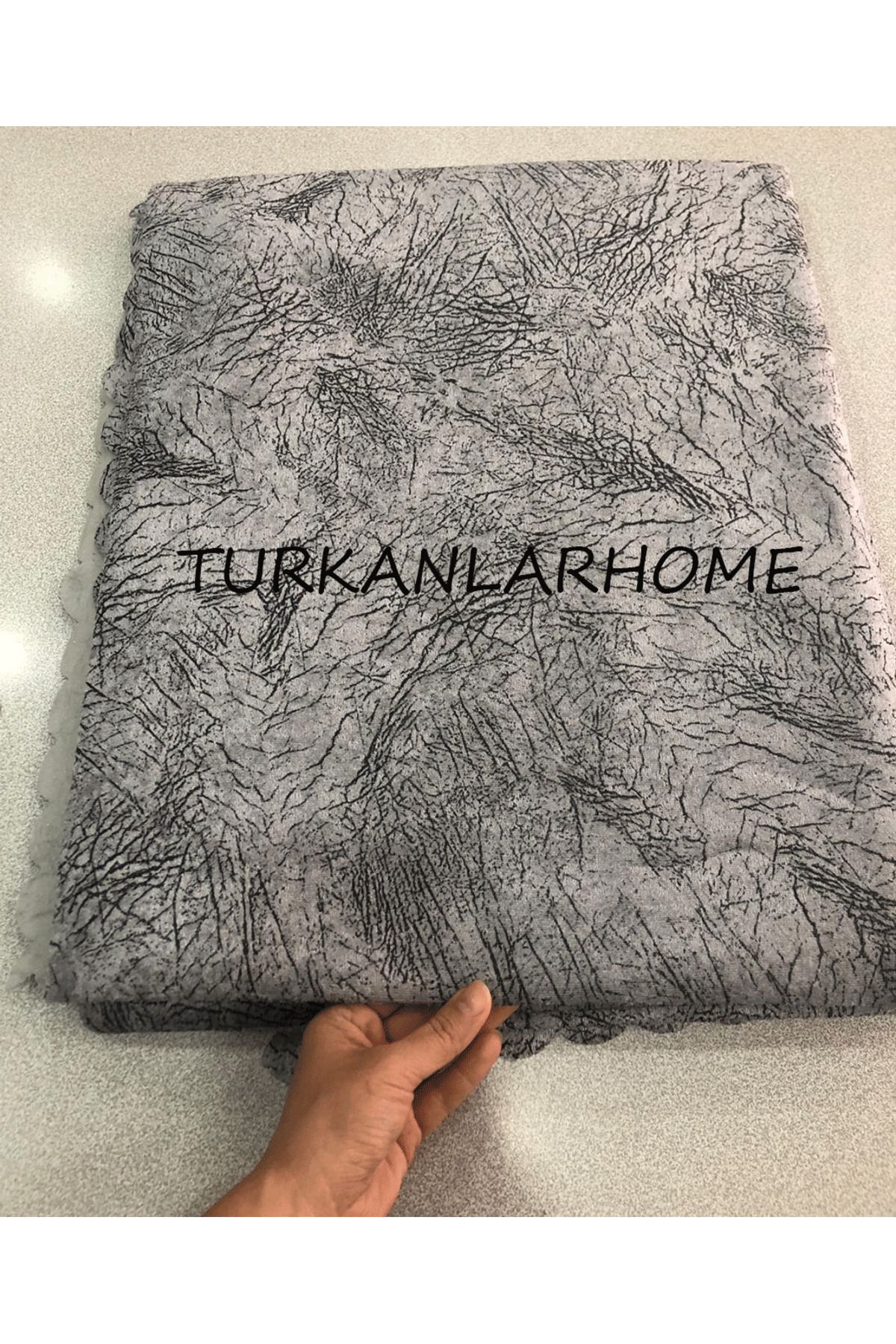 turkanlarhome Koltuk Çekyat Örtüsü Gri Damar Desenli Kaymaz Taban Süngerli Üst Kumaş Kadife