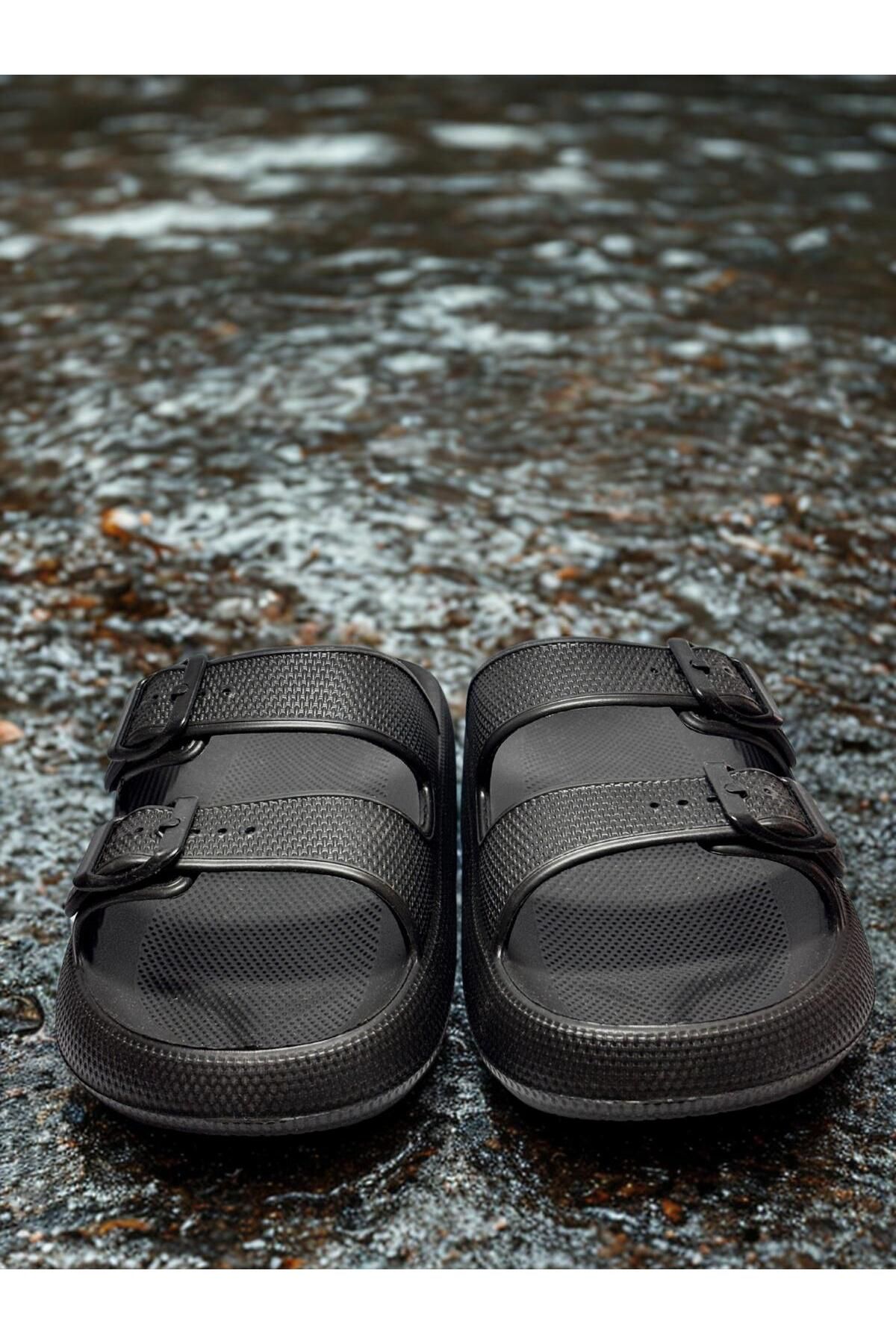crybrands Hafif ve Esnek Çift Tokalı Comfort Rahat Unisex Günlük Terlik