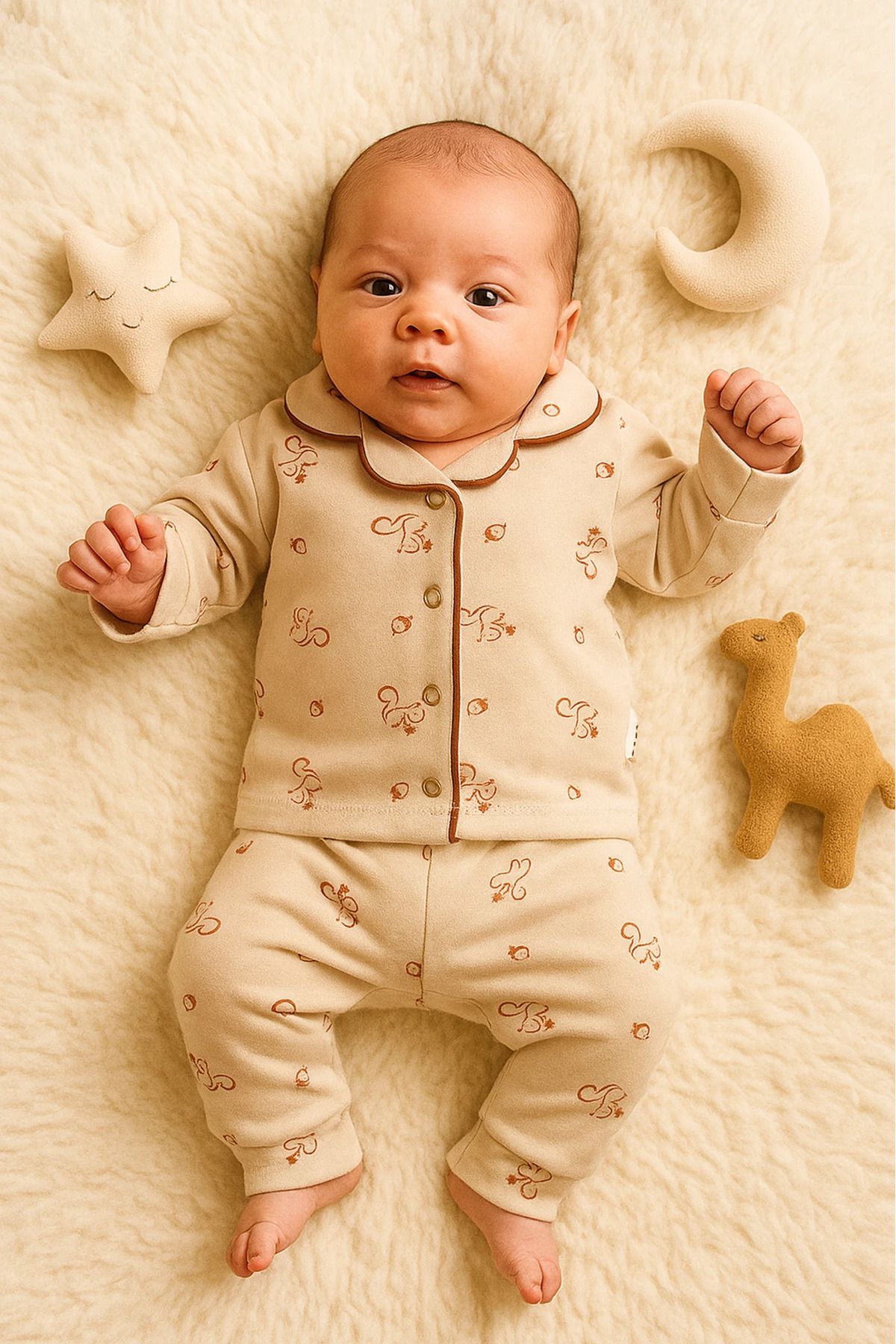 Çıldırıns Askıda Minik Sincaplar Baskılı 2’li Bebek Pijama Takım
