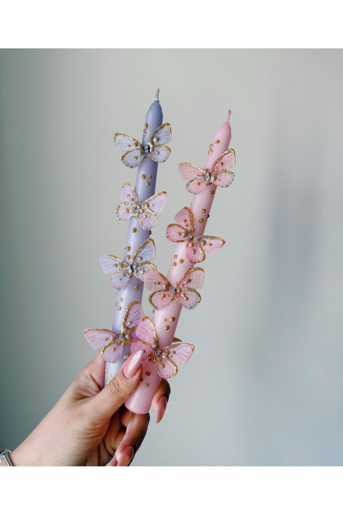 STUDIO SOI CANDLE&MORE 2’li kelebekli mum seti pink lilac