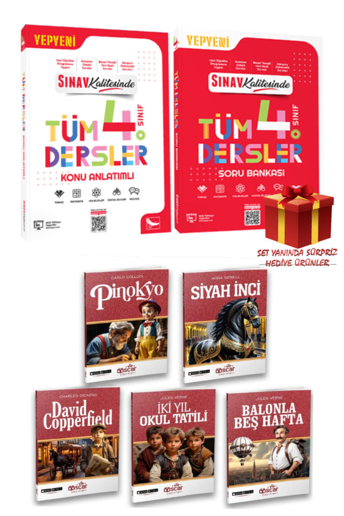 Sınav Yayınları 4. Sınıf Tüm Dersler Konu Anlatımlı+Soru Bankası+5 Adet Hikaye Kitabı+Hediye