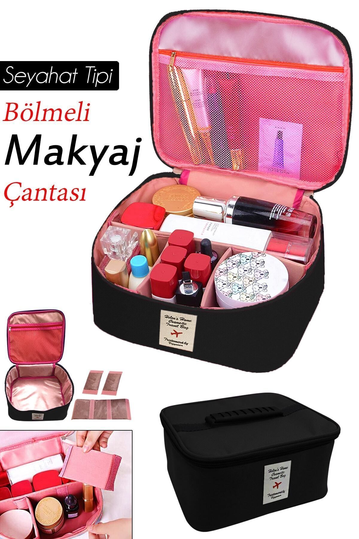 teknotrust Seyahat için kullanışlı makyaj çantası, düzenleyici, kollu, siyah, 24x21x11 cm