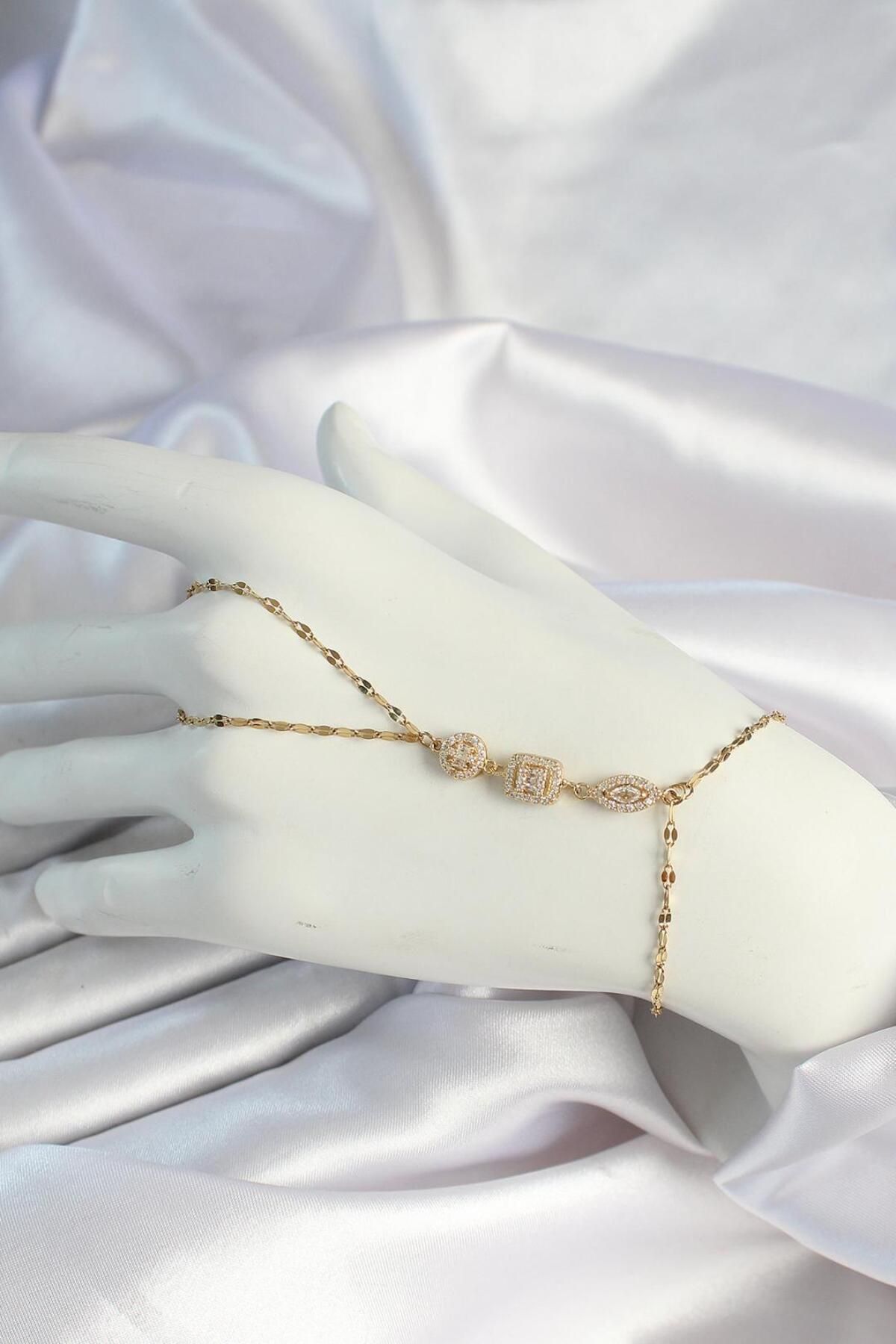 Atelier Orange 316L Çelik Gold Renk Zirkon Taşlı Baget Şahmeran