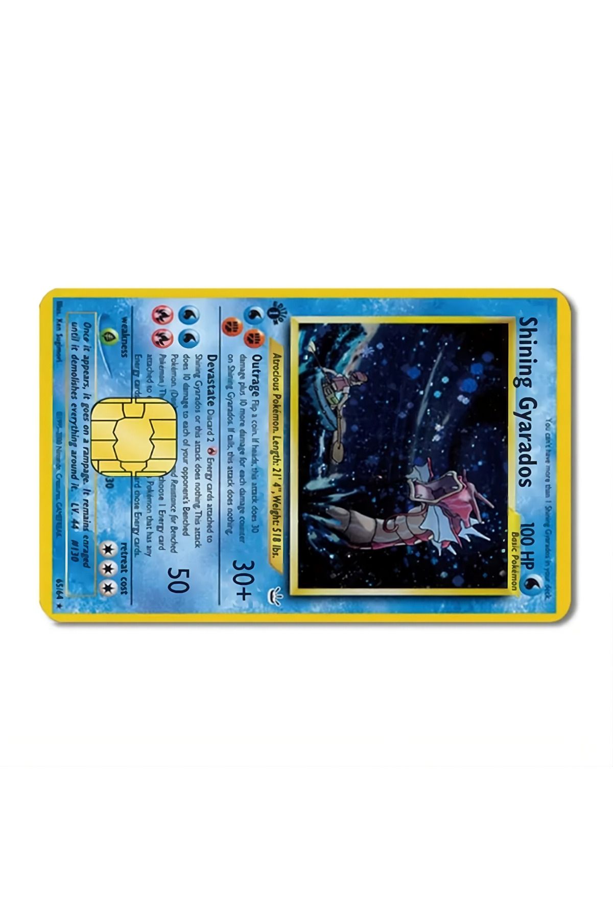 yoyadizayn Shining Gyarados Kredi Kartı Kaplama, Metro Kartı, Akbil, Öğrenci Kartı Sticker Cover Küçük Çip