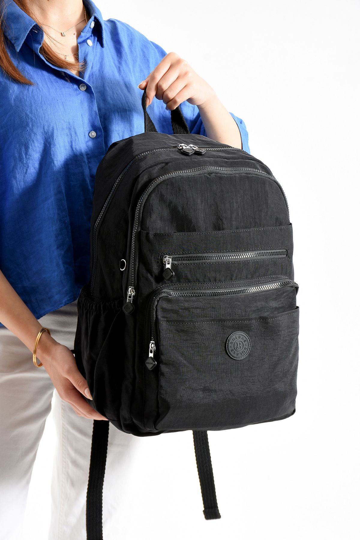 Just Polo Unisex Su geçirmez ithal krinkıl Kumaş Laptop Bölmeli Okul İş ve Seyahat Sırt Çantası
