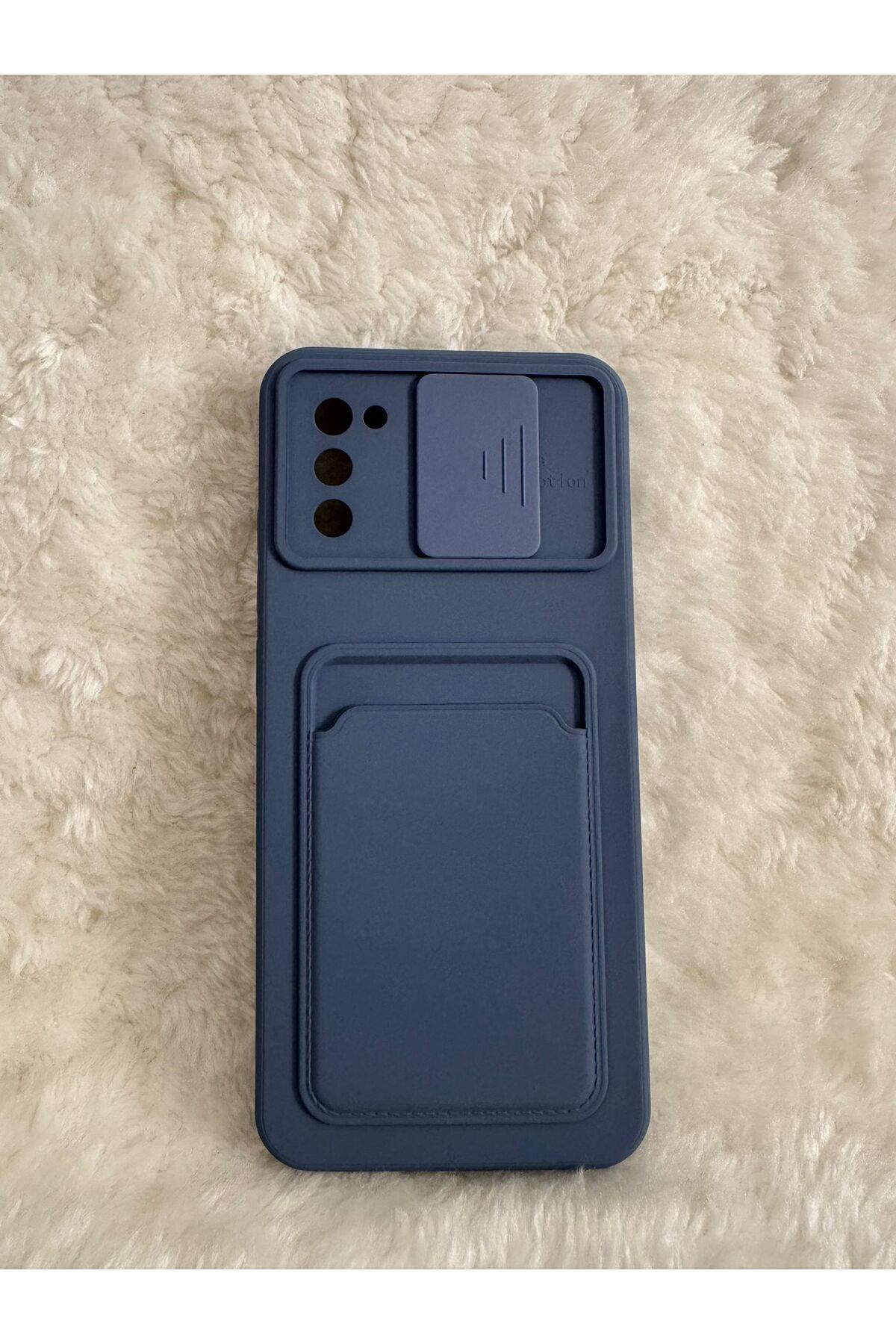 QEM Samsung Galaxy A02 ile Uyumlu Kamera Koruyucu ve Kartlık bölmeli Lansman Telefon Kılıfı