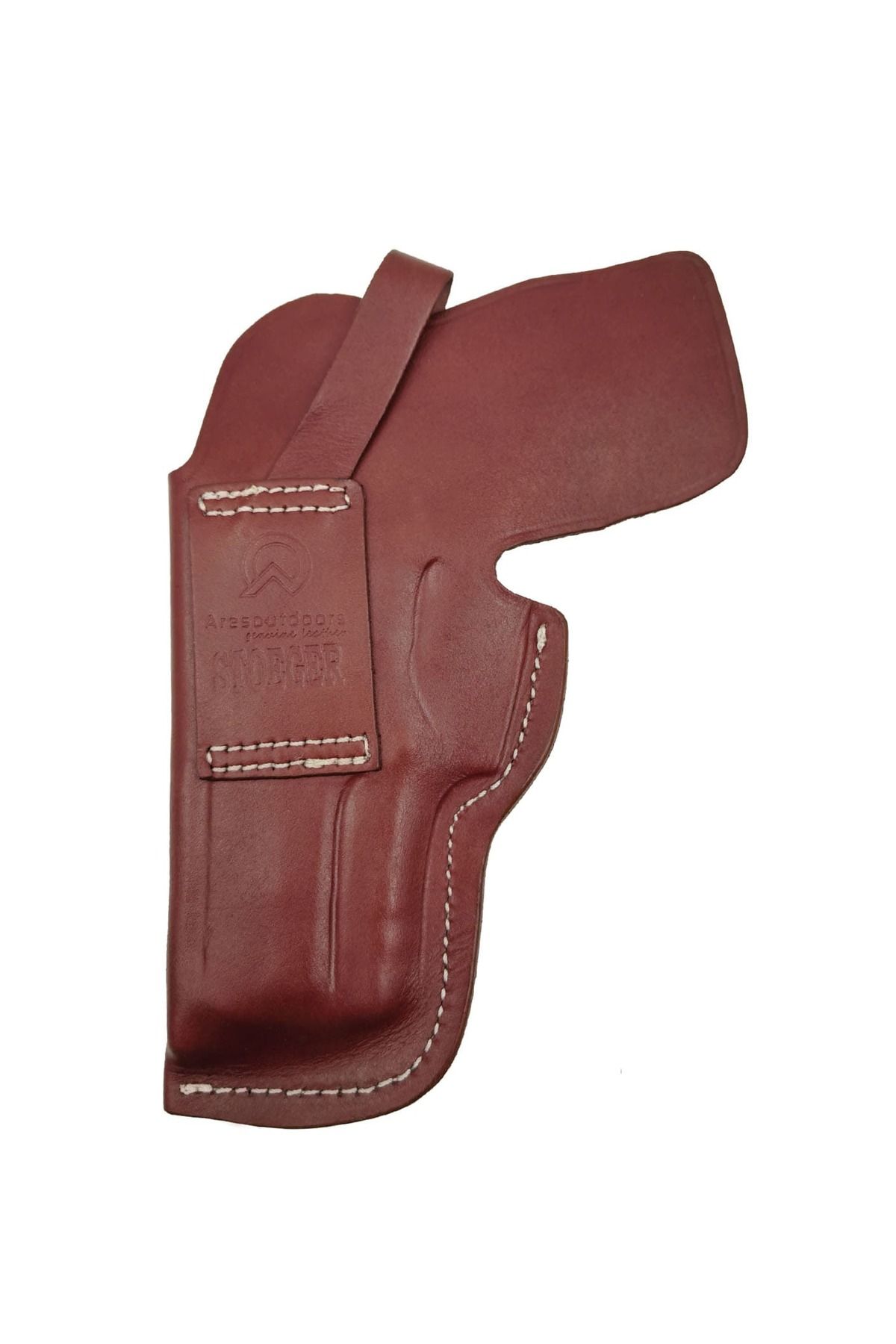 Aresoutdoors Stoeger Cougar 8000 İçin Uyumlu Namlu Ucu Kapalı Gerçek Deri Kahverengi Kemeriçi Silah Kılıfı
