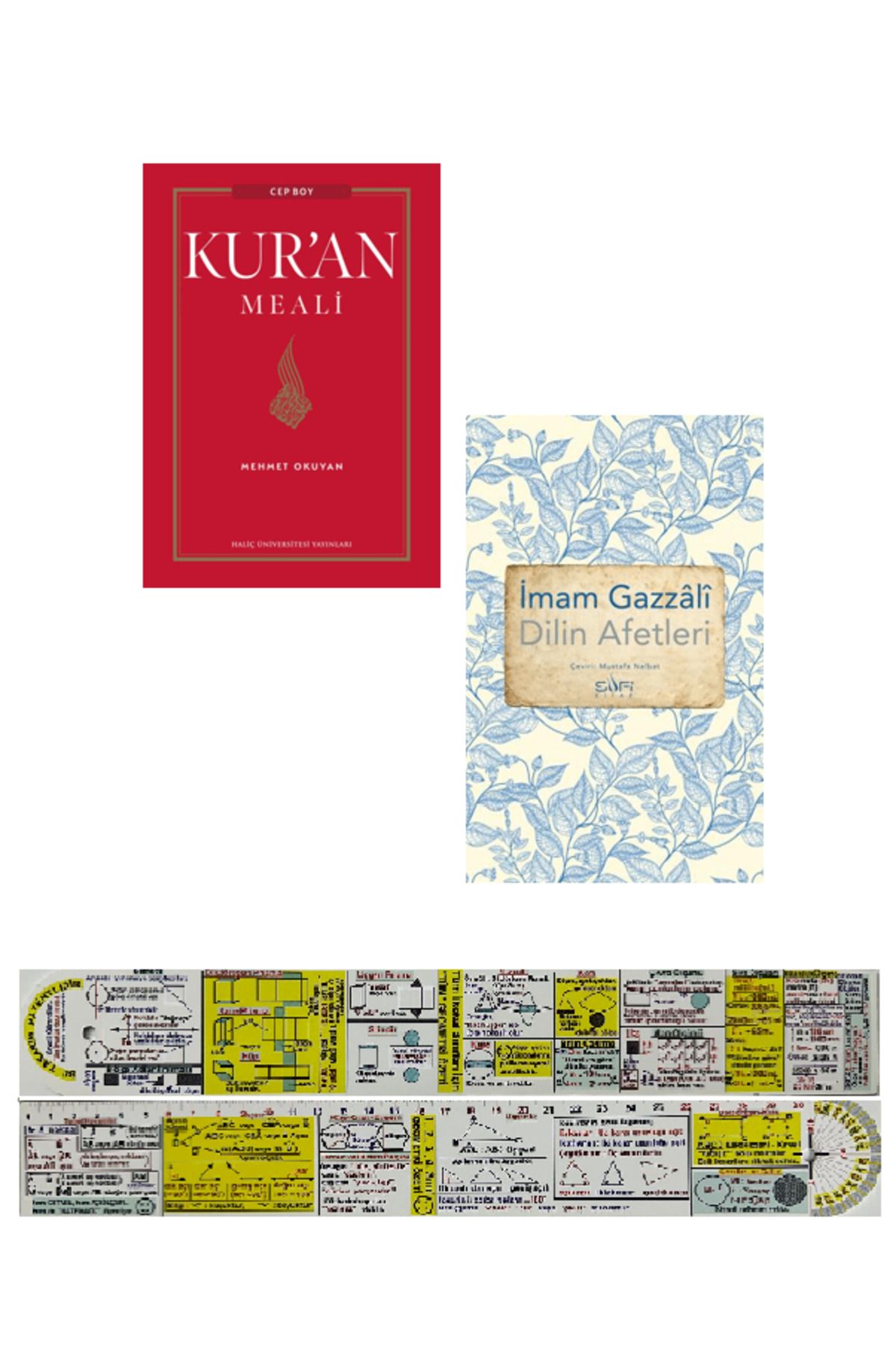 Sufi Kitap Mehmet Okuyan Kur'an Meali (Cep Boy) + Dilin Afetleri İmam Gazali 2 Kitap Set + Cetvel