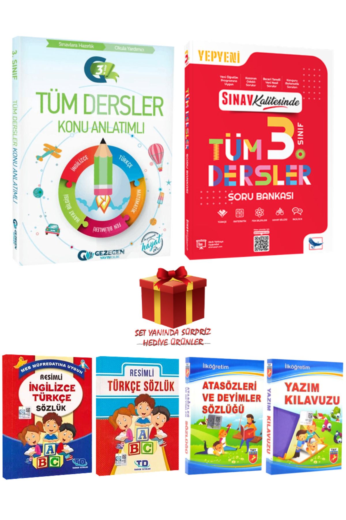 Gezegen Yayıncılık 3. Sınıf Konu+Soru Bankası+Resimli İngilizce+Türkçe Sözlük+Atasözleri ve Deyimler+Yazım Kılavuzu