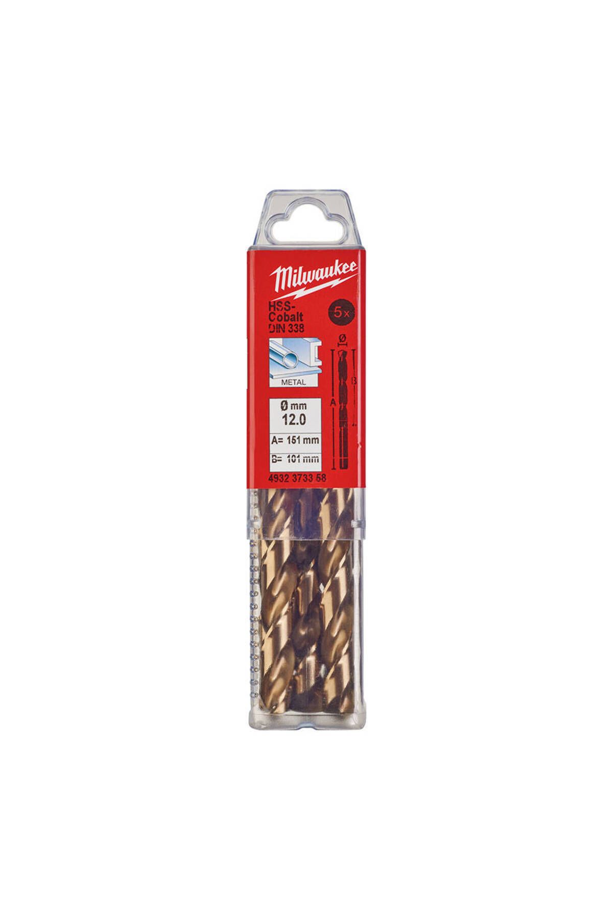 Milwaukee 12. 0x151 mm Altın Serisi HSS-G Co Metal Matkap Ucu - 5'li MİLWAUKEE