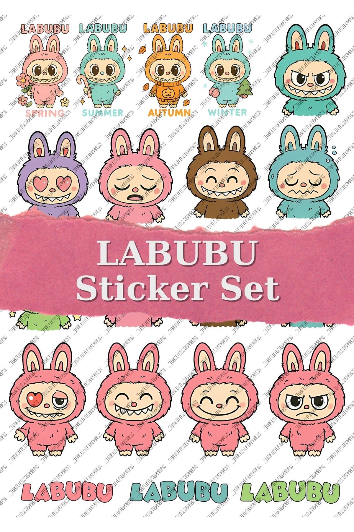 One Little Happiness Labubu Sticker -Laptop Etiket Çıkartma Bullet Journal - Ajanda - Planner - Defter