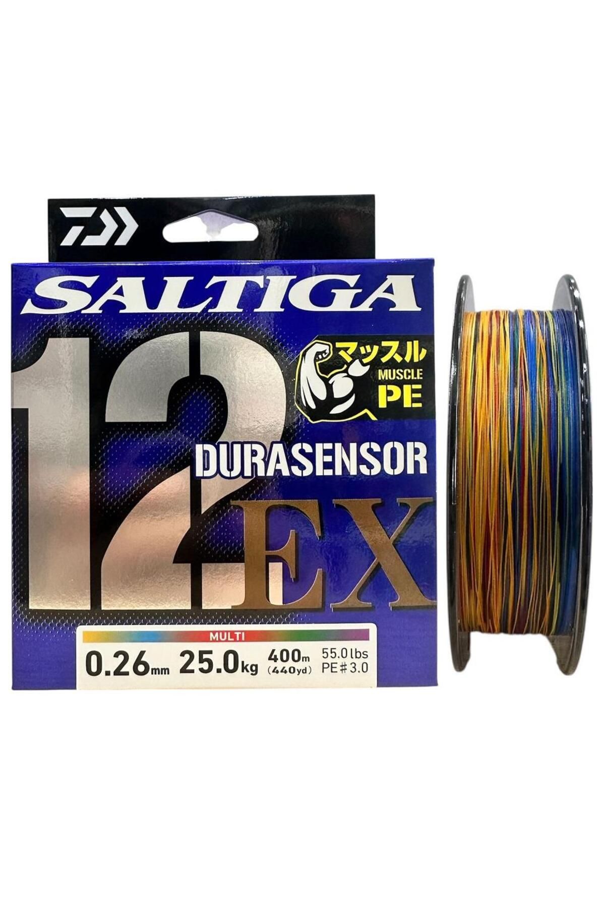 daiwa Saltiga Dura 12 Braid 3.0PE 0.26mm 400m Multi Color İp Misina