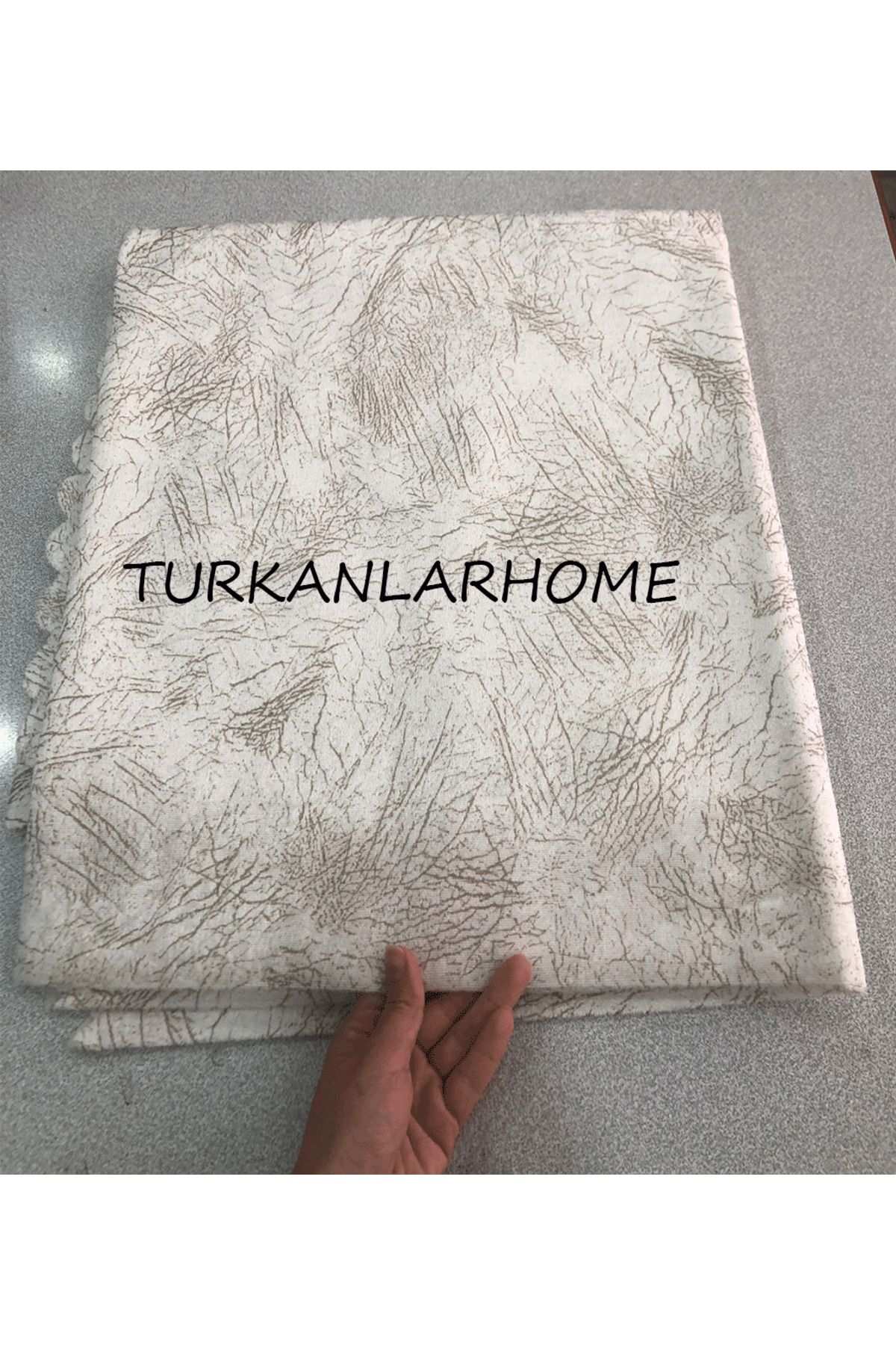 turkanlarhome Koltuk Çekyat Örtüsü KREM Damar Desenli Kaymaz Taban Süngerli Üst Kumaş Kadife