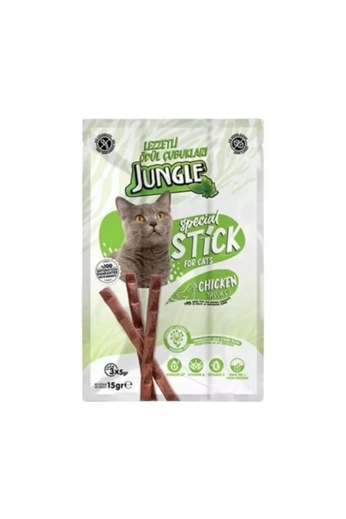 Generic Jungle Tavuklu Stick Kedi Ödülü 3 Adet 5 Gr