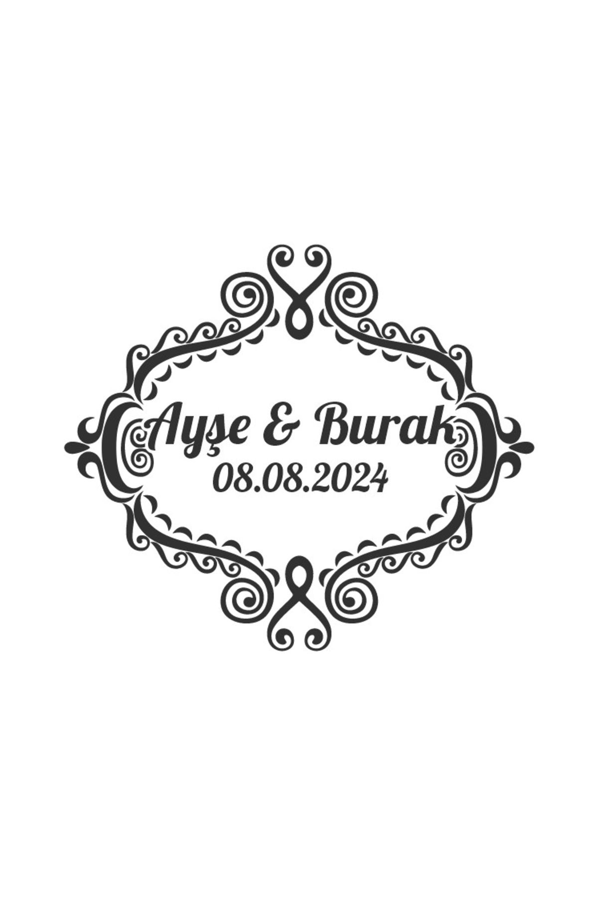 Reysa Tasarım Şık Kozalak ve Yaprak Etiketi Kına Nişan Düğün 3x3 cm özel etiket / 50 adet sticker