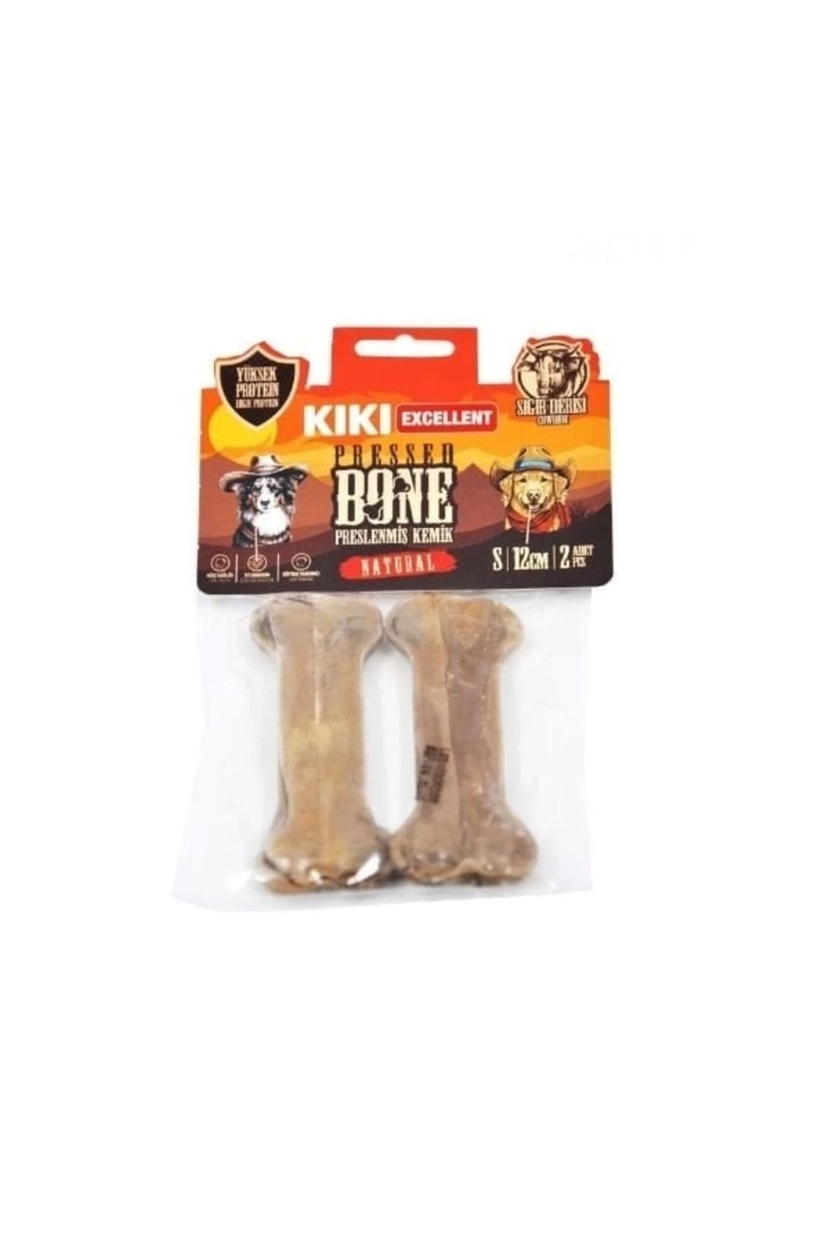 Generic Kiki Excellent Sığır Derisinden Pres Kemik Köpek Ödülü 12 Cm 2 Adet Naturel