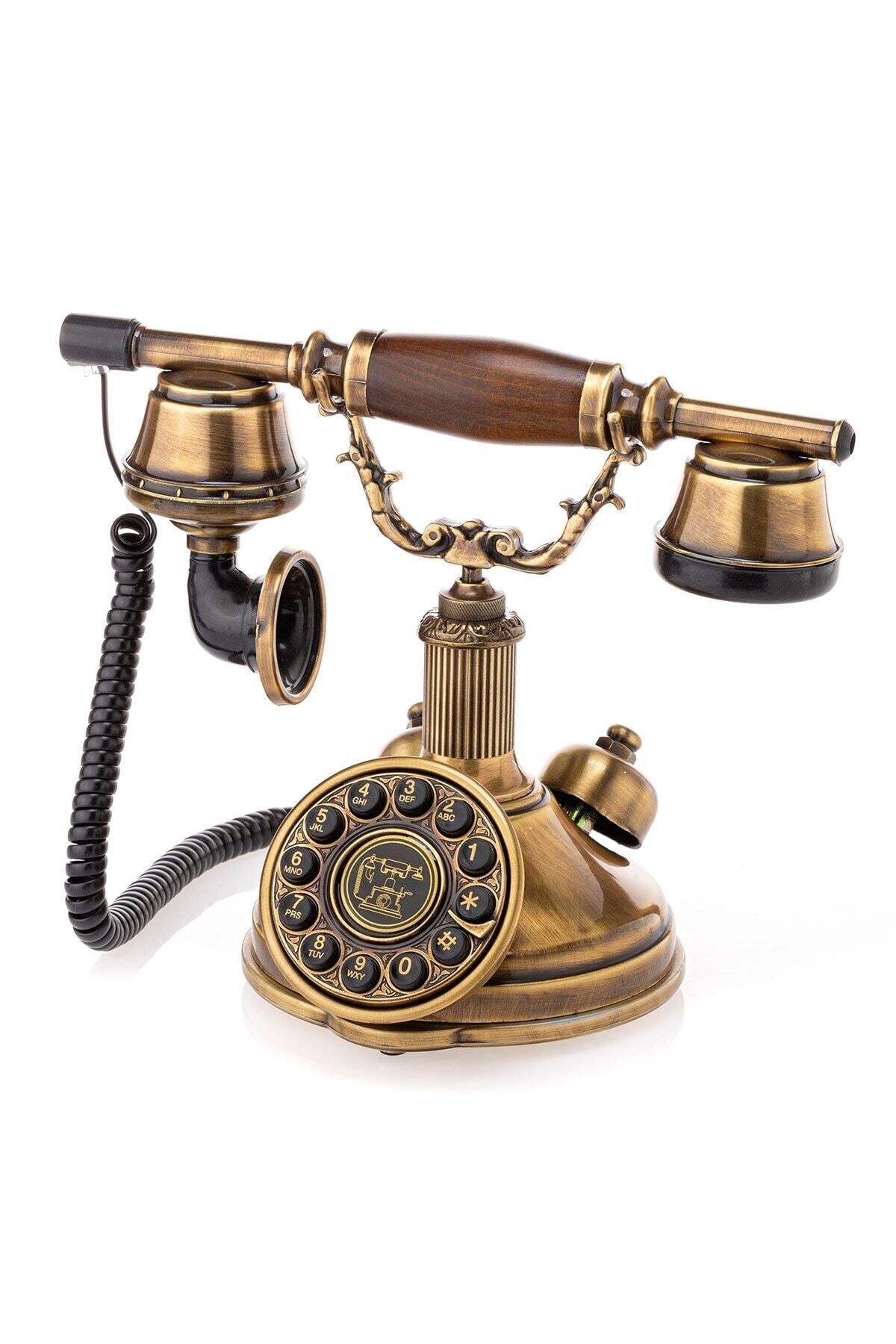 DEKORANLA Şık ve nostaljik tasarımlı eskitme tuşlu telefon, evinizin dekoruna zarif dokunuş