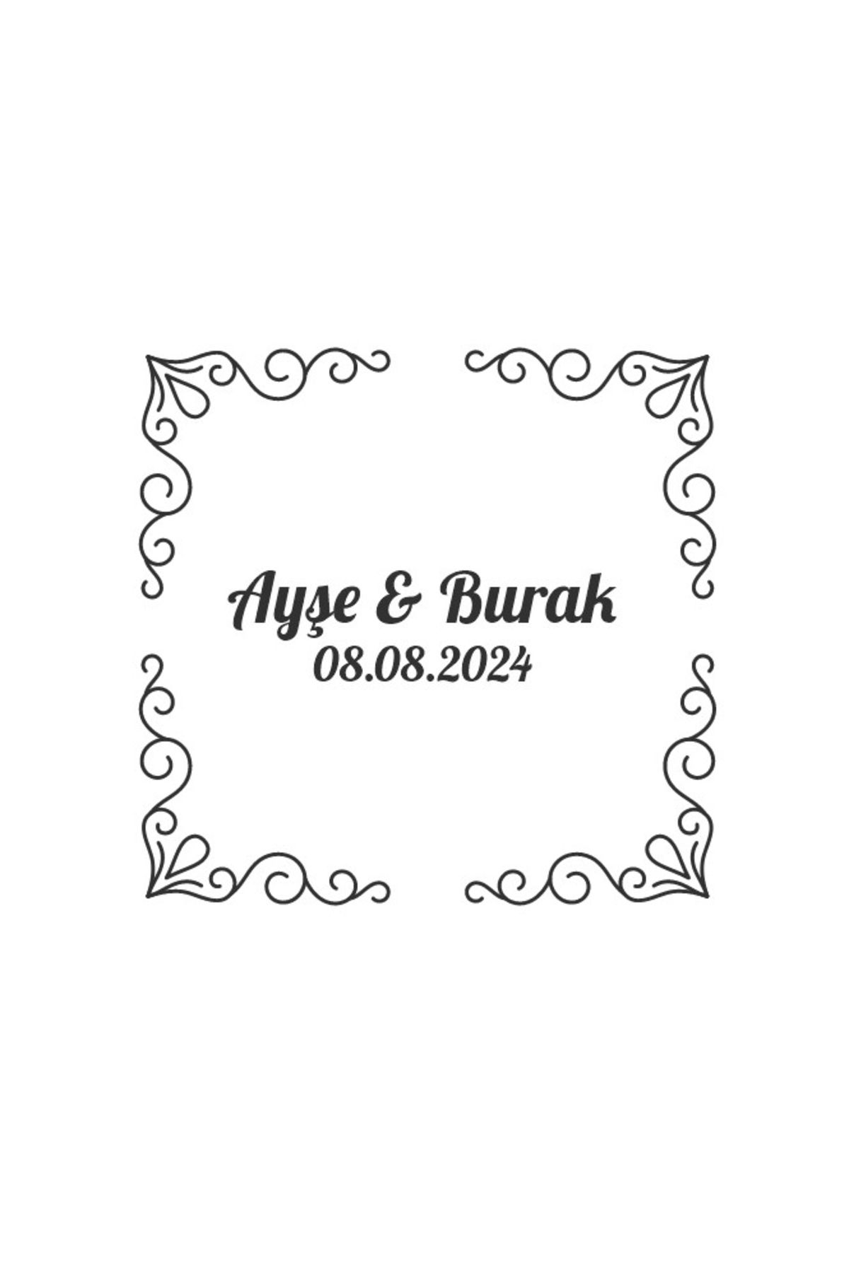 Reysa Tasarım Yuvarlak Geyik Boynuzlu Çiçek Etiketi Kına Nişan Düğün 3x3 cm özel etiket / 50 adet sticker