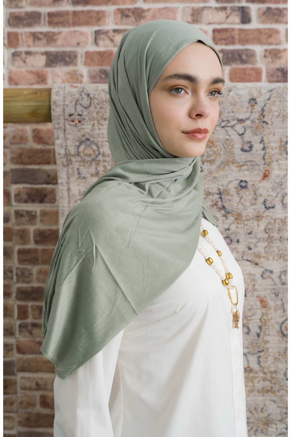 Fatma Atasoy Bambu Penye Mint Şal
