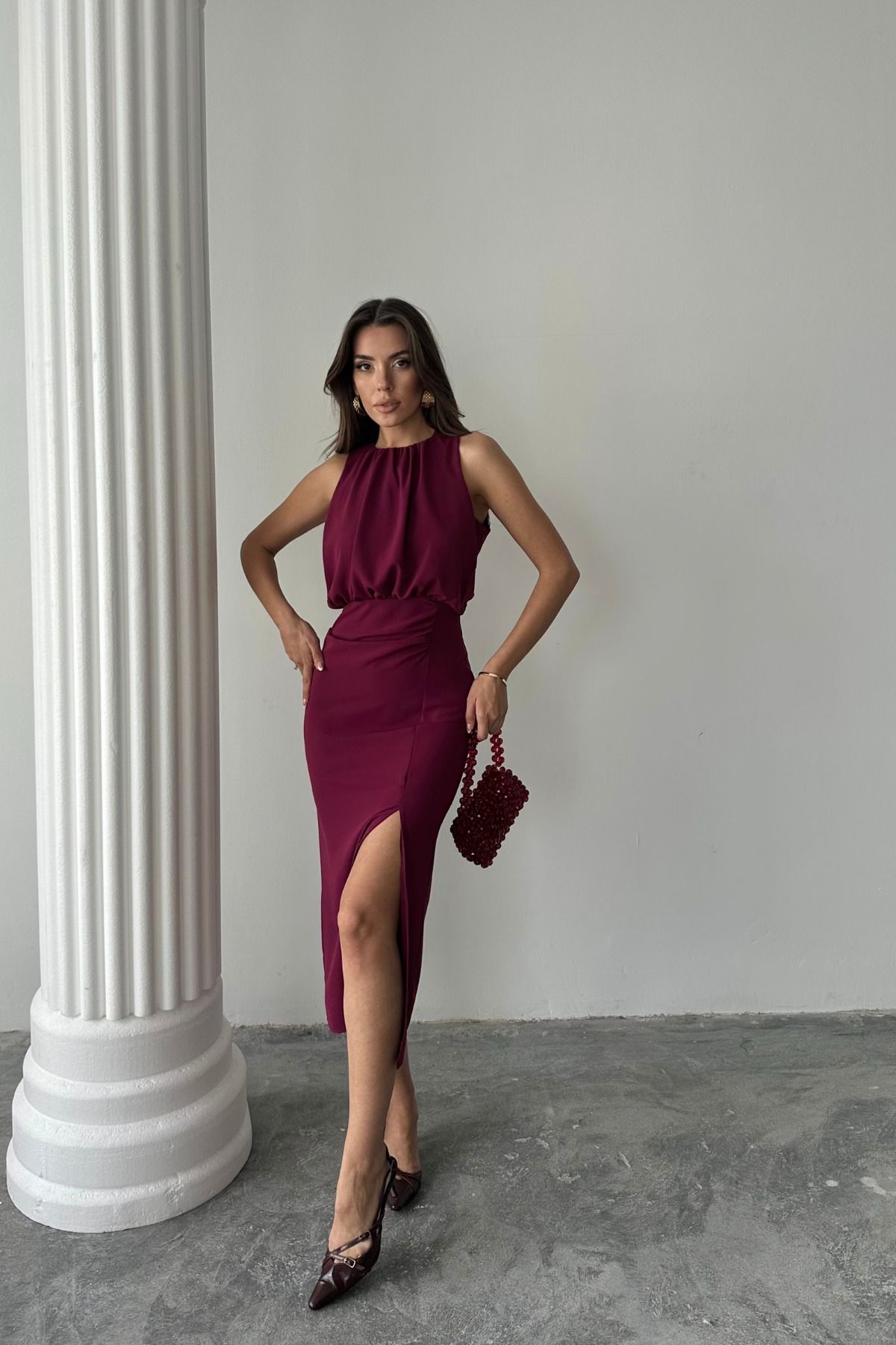 MAGGAZA ELBİSE - Bordo