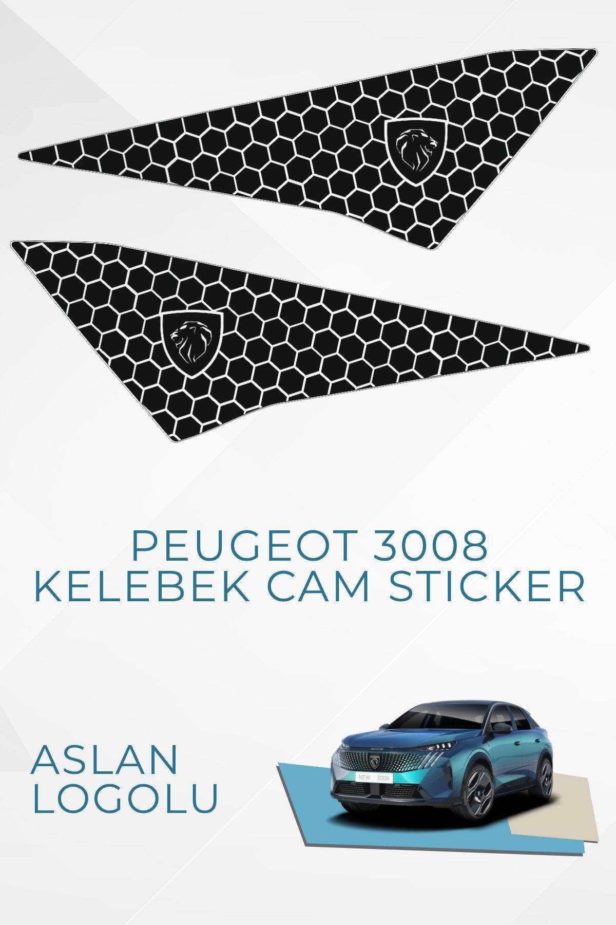 GRAFİCAR Peugeot 3008 Uyumlu Kelebek Cam Sticker Set