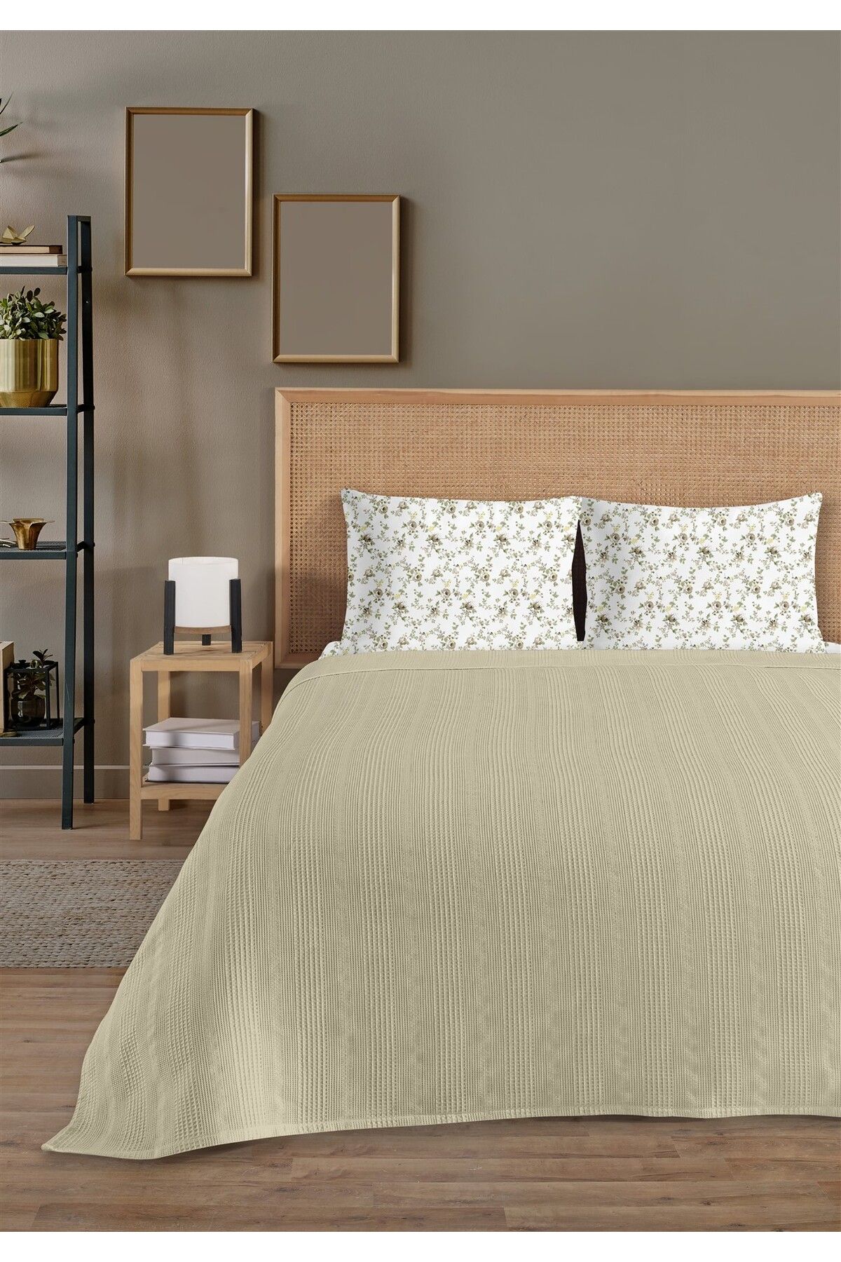 Evim %100 Pamuk Exclusive Bej Çift Kişilik Pike Takımı 200 x 230 cm