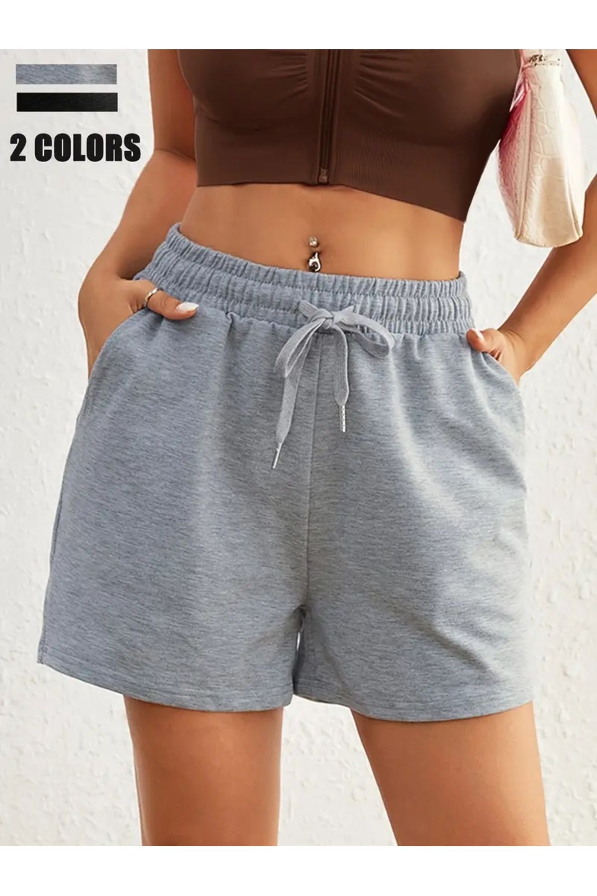 LOSMARY KADIN GRİ ESNEK SPORT ŞORT