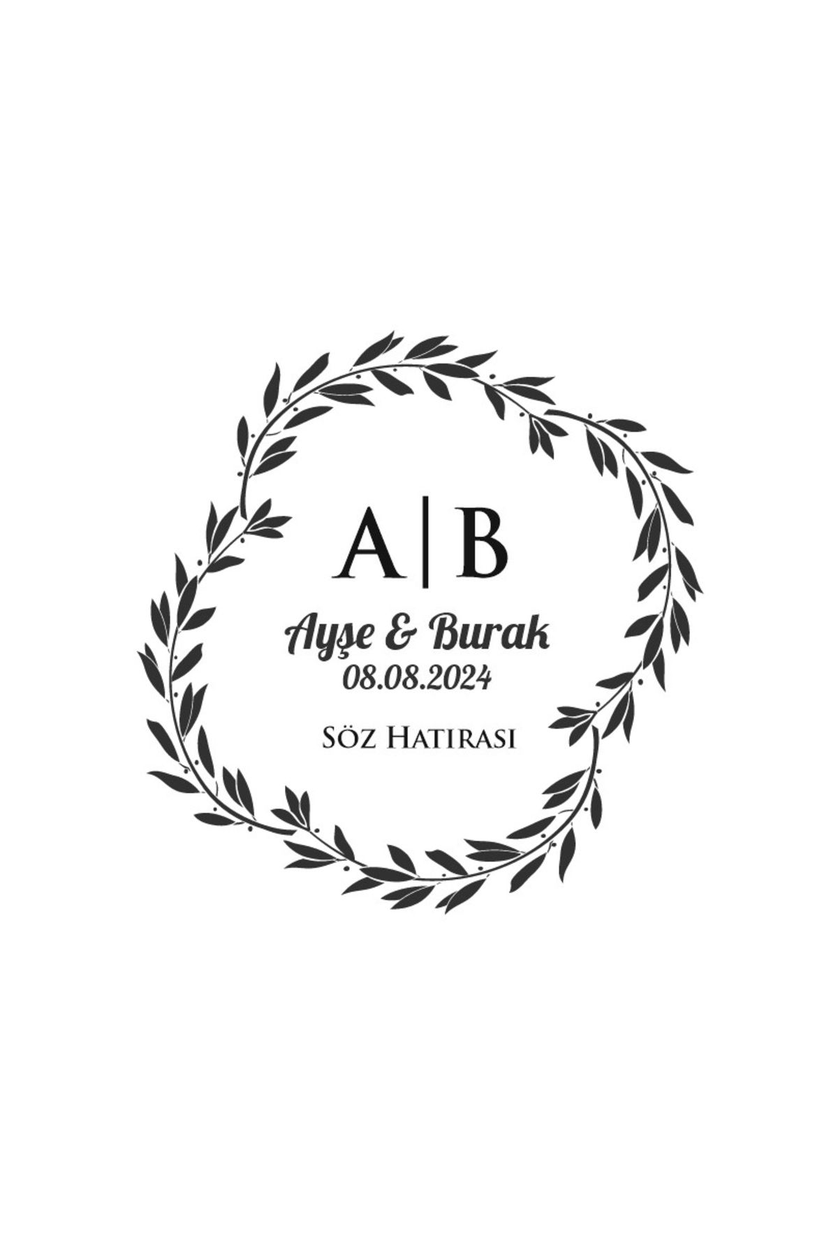 Reysa Tasarım Kış Temalı Oval Çerçeve Etiketi Kına Nişan Düğün 3x3 cm özel etiket / 50 adet sticker