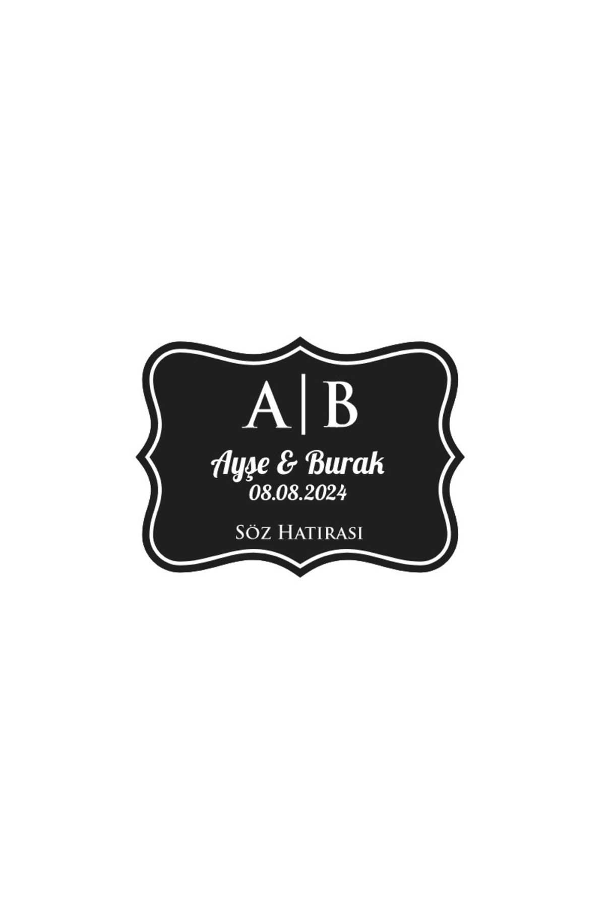 Reysa Tasarım Halkalı Yaprak Çelenk Etiketi Kına Nişan Düğün 3x3 cm özel etiket / 50 adet sticker