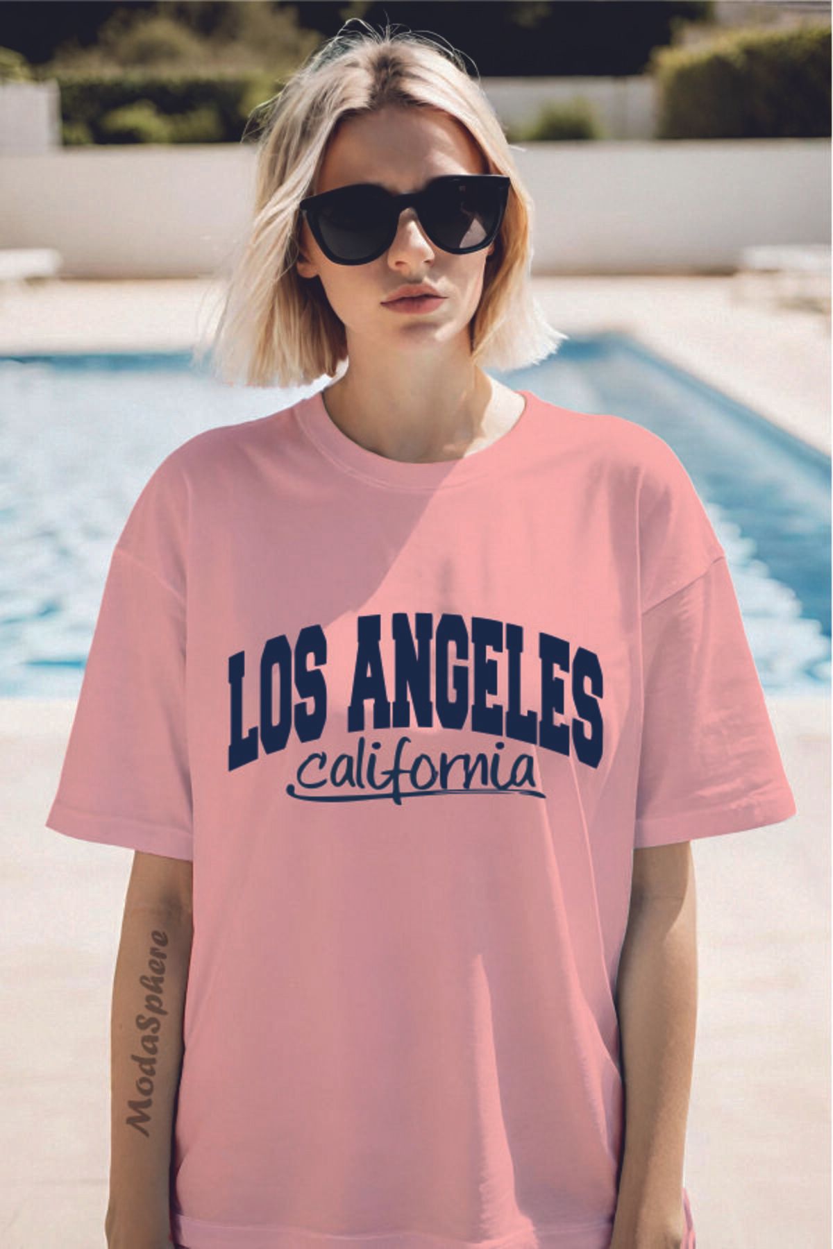 ModaSphere LOS ANGELES Baskılı Unisex Oversize Tişört