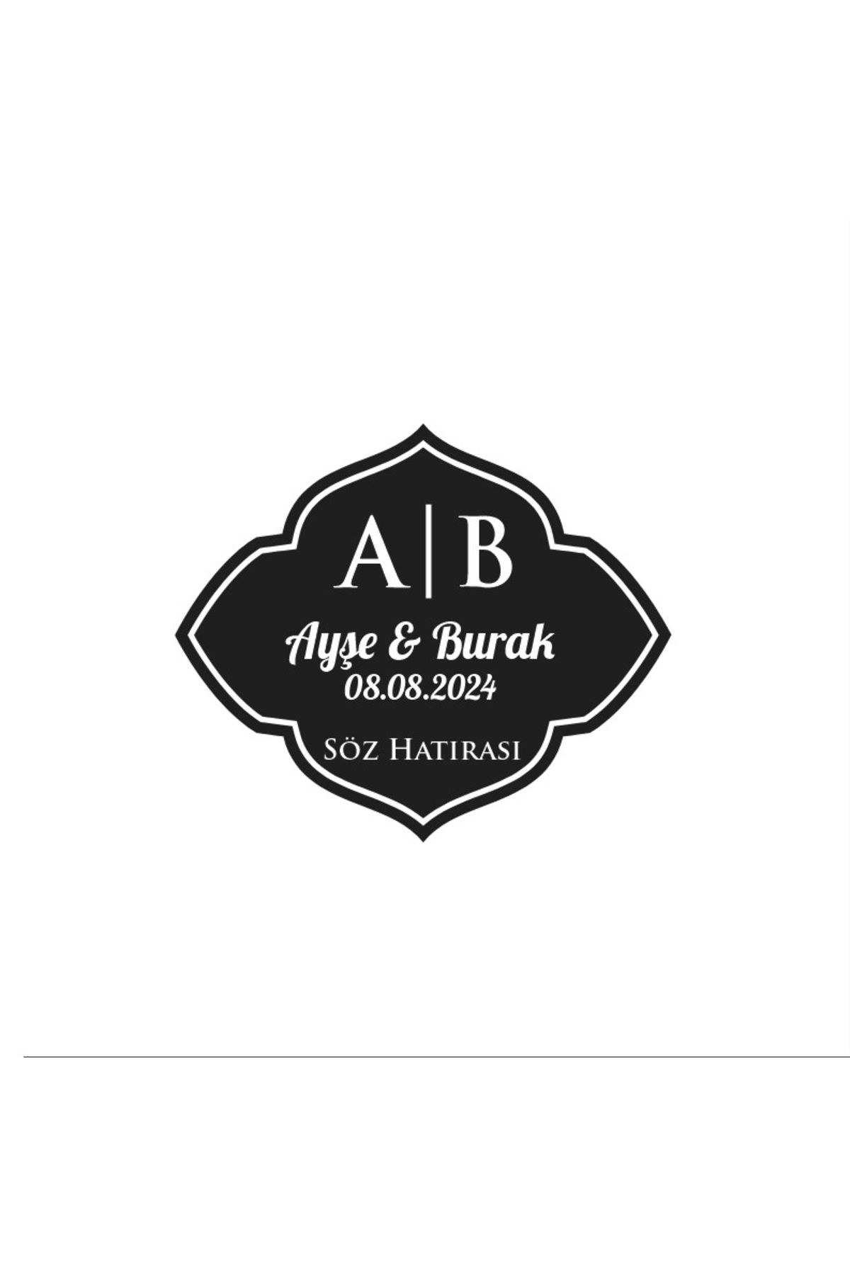 Reysa Tasarım Sade Çiçekli Altın Çelenk Etiketi Kına Nişan Düğün 3x3 cm özel etiket / 50 adet sticker