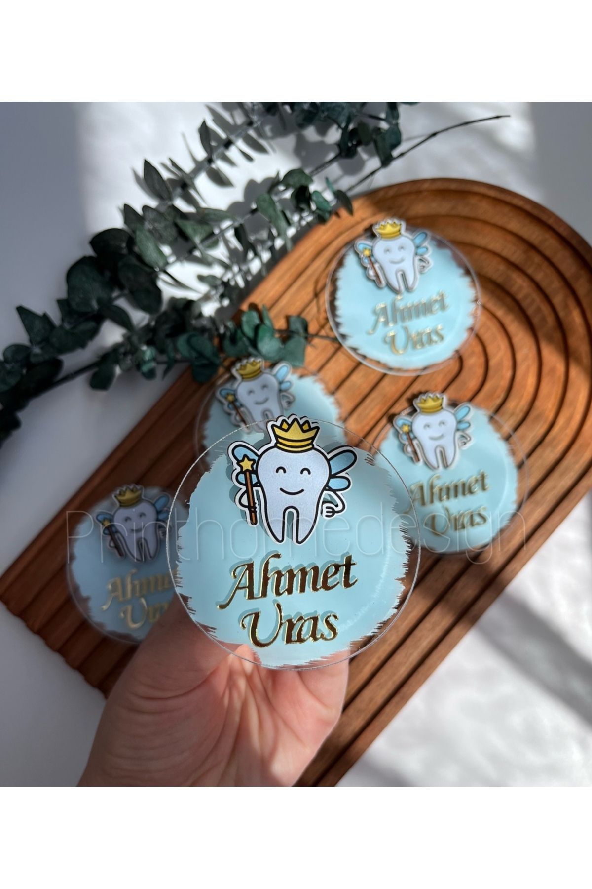 Pass Pano Diş Buğdayı Konsept Pleksi Magnet – 10’lu Set, Mavi Diş Figürlü Hatıra Magneti (7 cm)